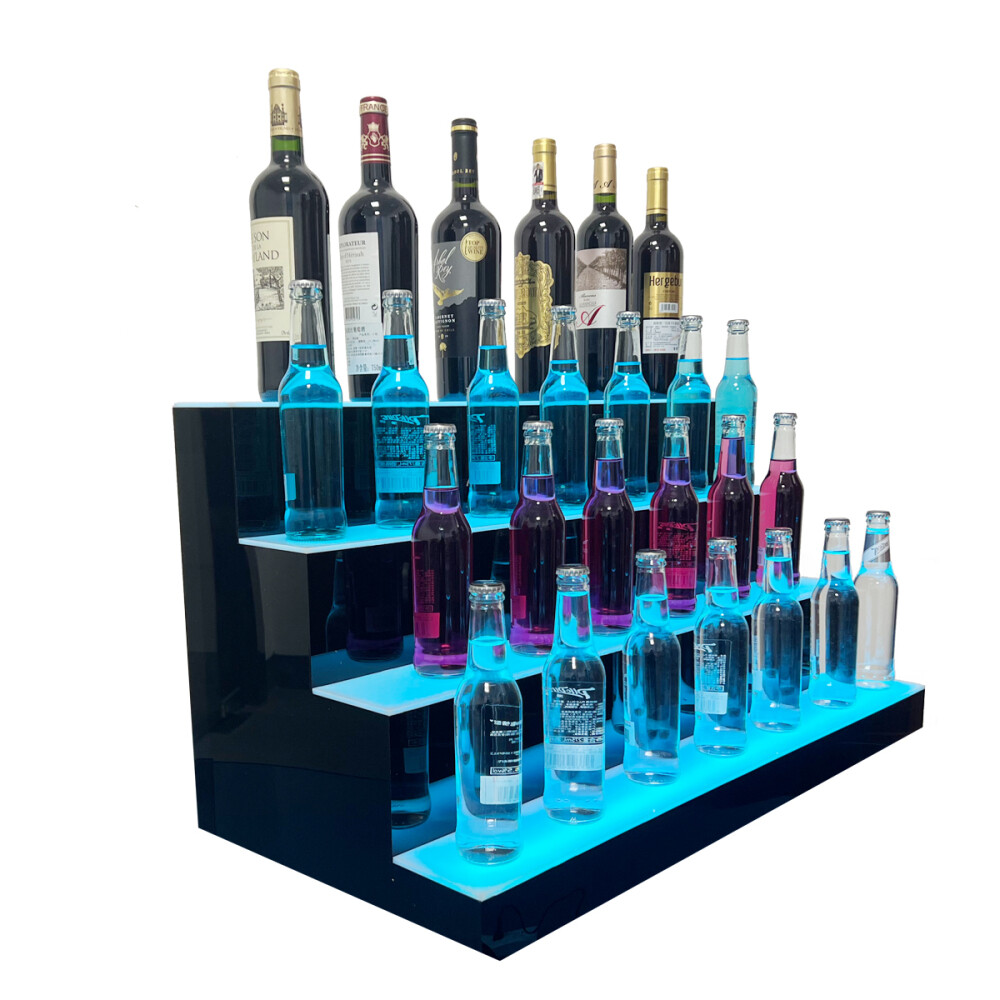 31" 4 Step Tier LED Lighted Shelves Illuminated Liquor Bottle Bar Display Stand
