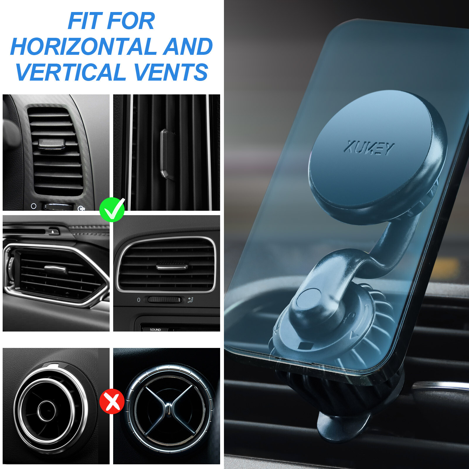 Universal Magnetic 360° Rotation Air Vent Car Mount Dashboard Phone Holder Truck