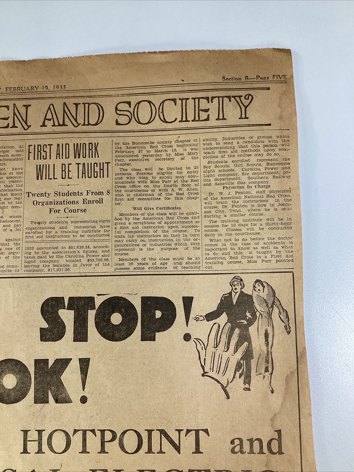 Ashville NC Newspaper Feb 19, 1933 Great Ads Women Miami Columns Carolina Power