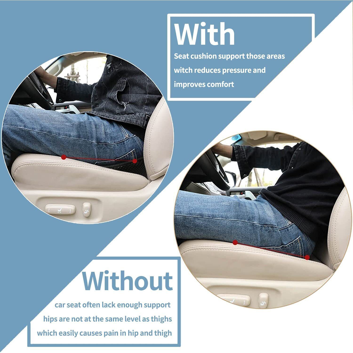 Memory Foam Car Seat Cushion Sciatica Lower Back Pain Relief Driver Seat