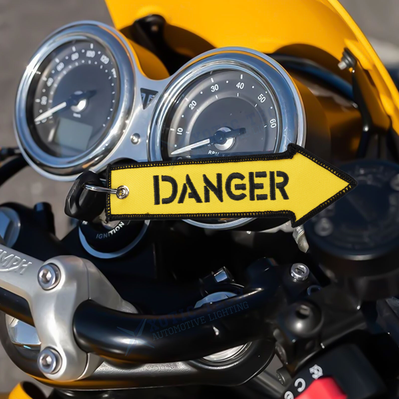 1PC Double Sided Embroidered Keychain Bike Motorcycle Key Ring Key Tag Belt Gift