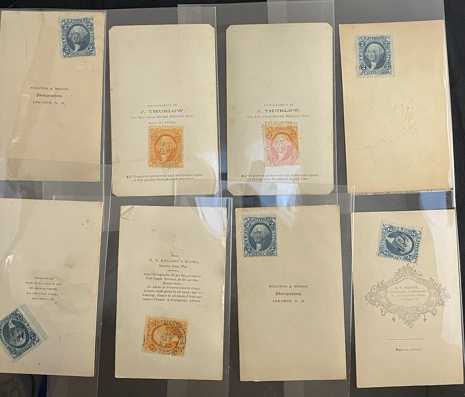 Original Civil War CDV Photo Lot 8 w/ US Revenue Stamps Memorial Portrait 1860s