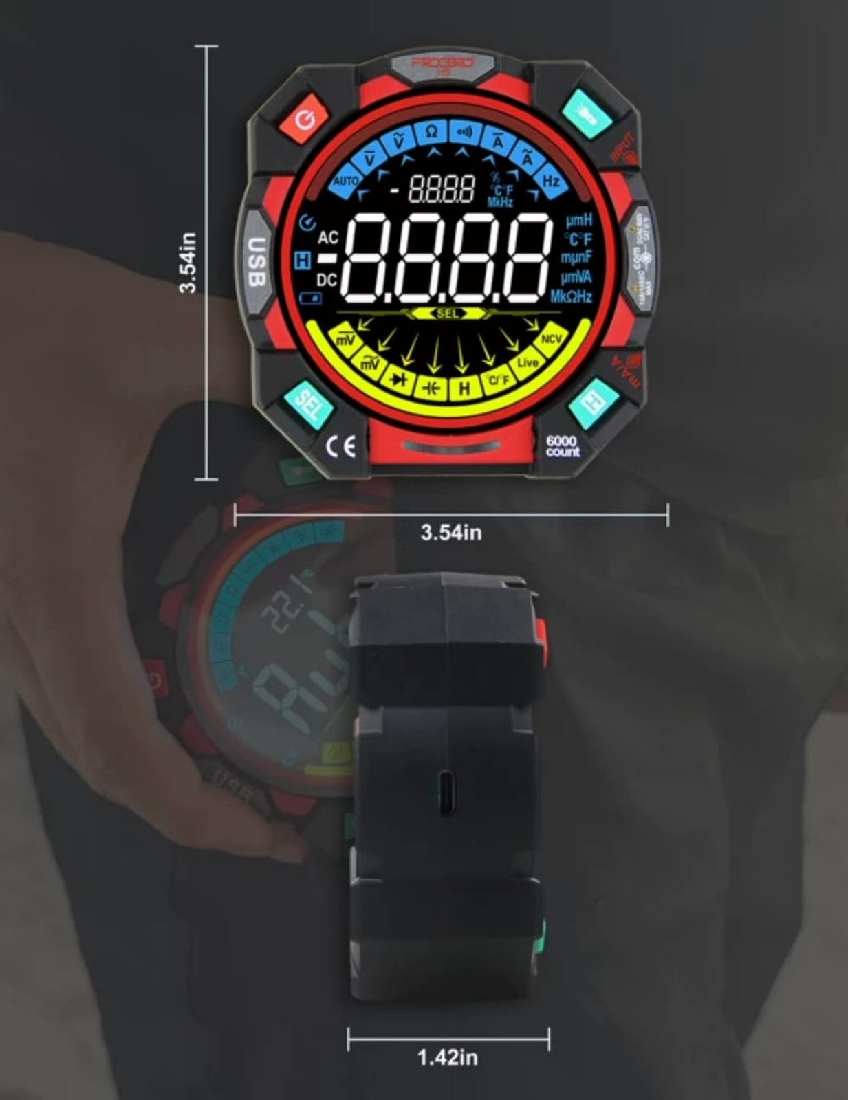 FROGBRO Portable Digital Multimeter Tester 6000 Counts VA Display Auto-Rangin...