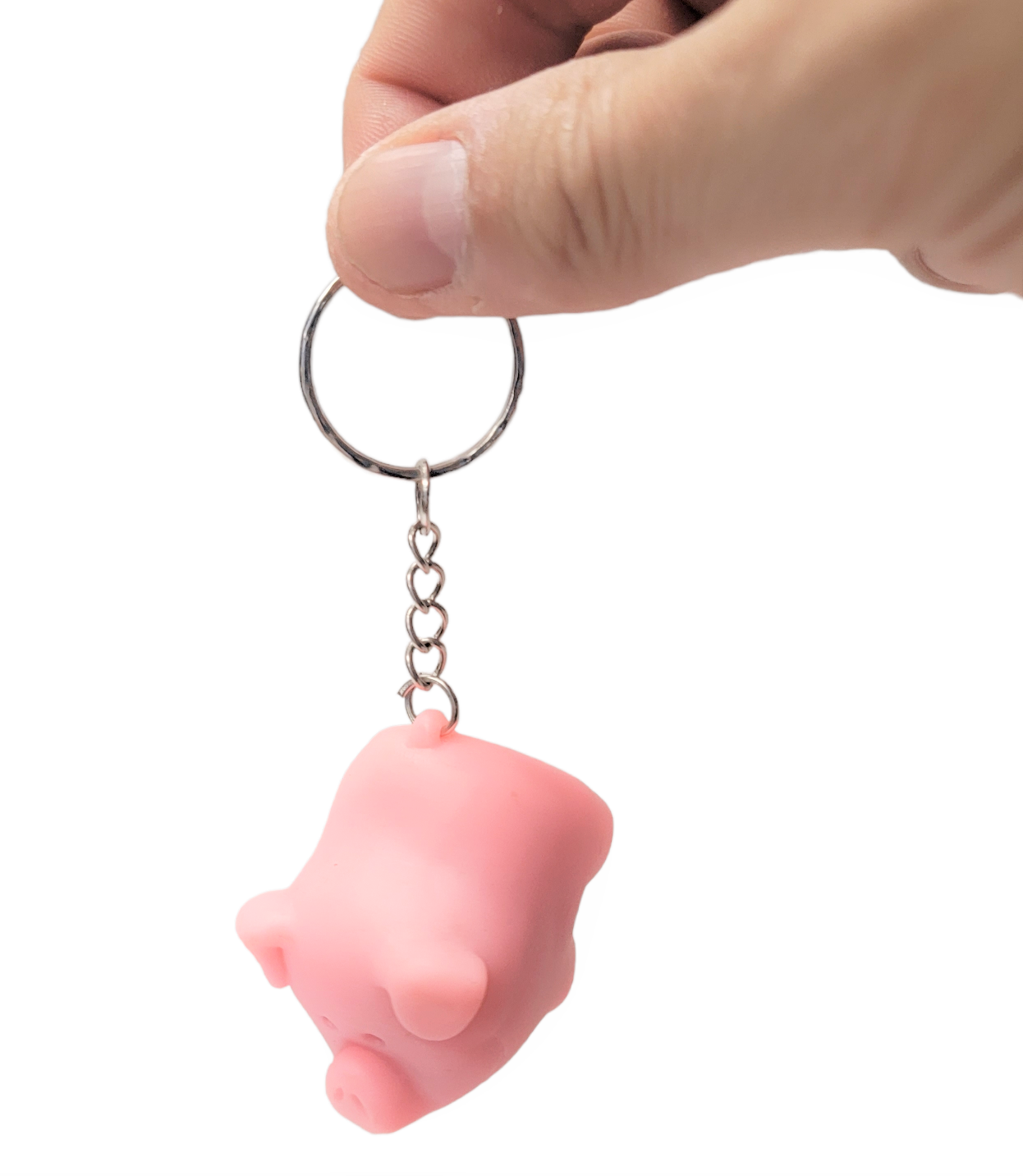 2 Pack - Naughty Squeeze Pooping Pink Pig Keychains (2") Animals Poop TURD