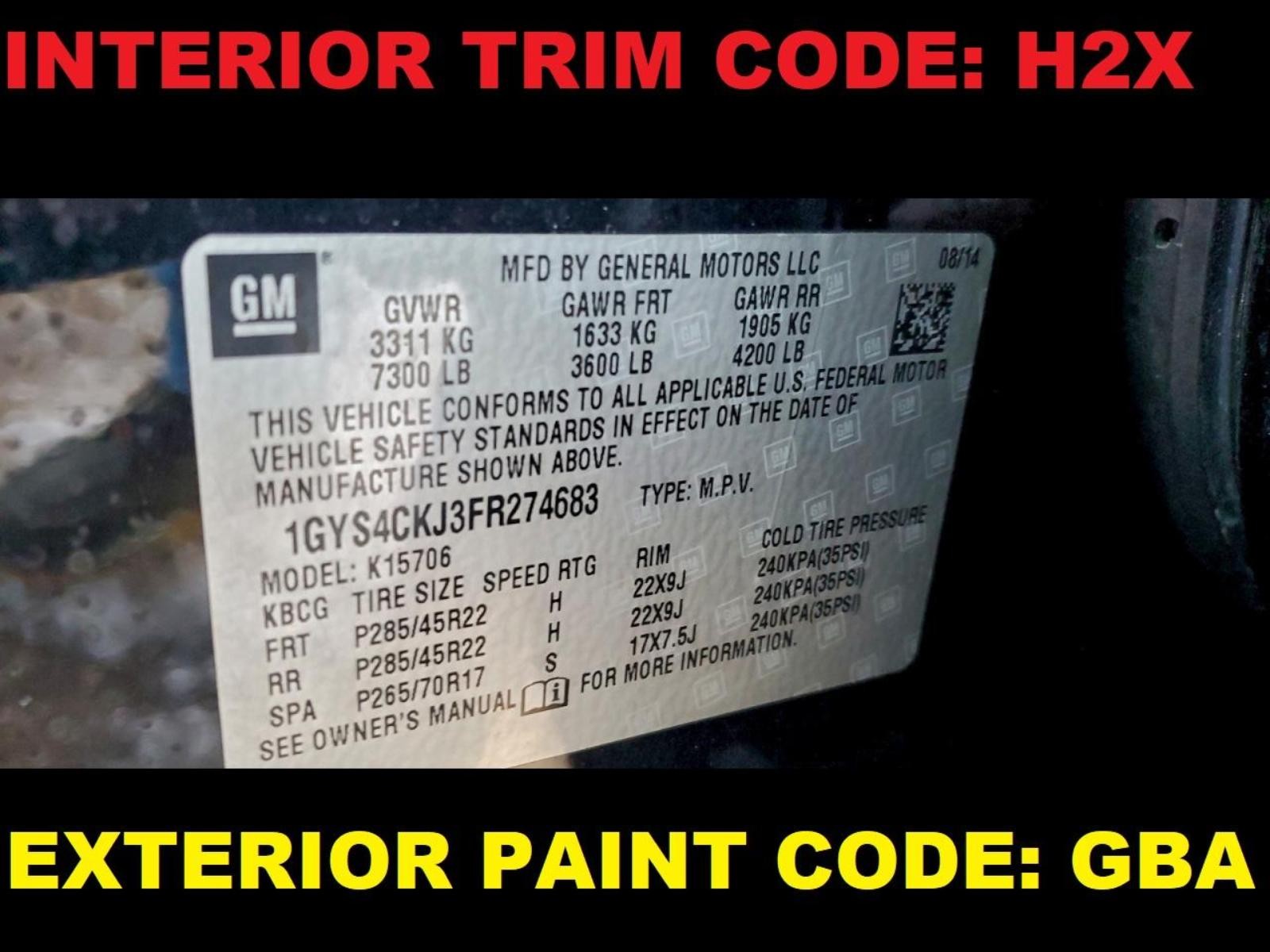 15 ESCALADE Display Screen, Roof Mounted ID# 23464763; Gray