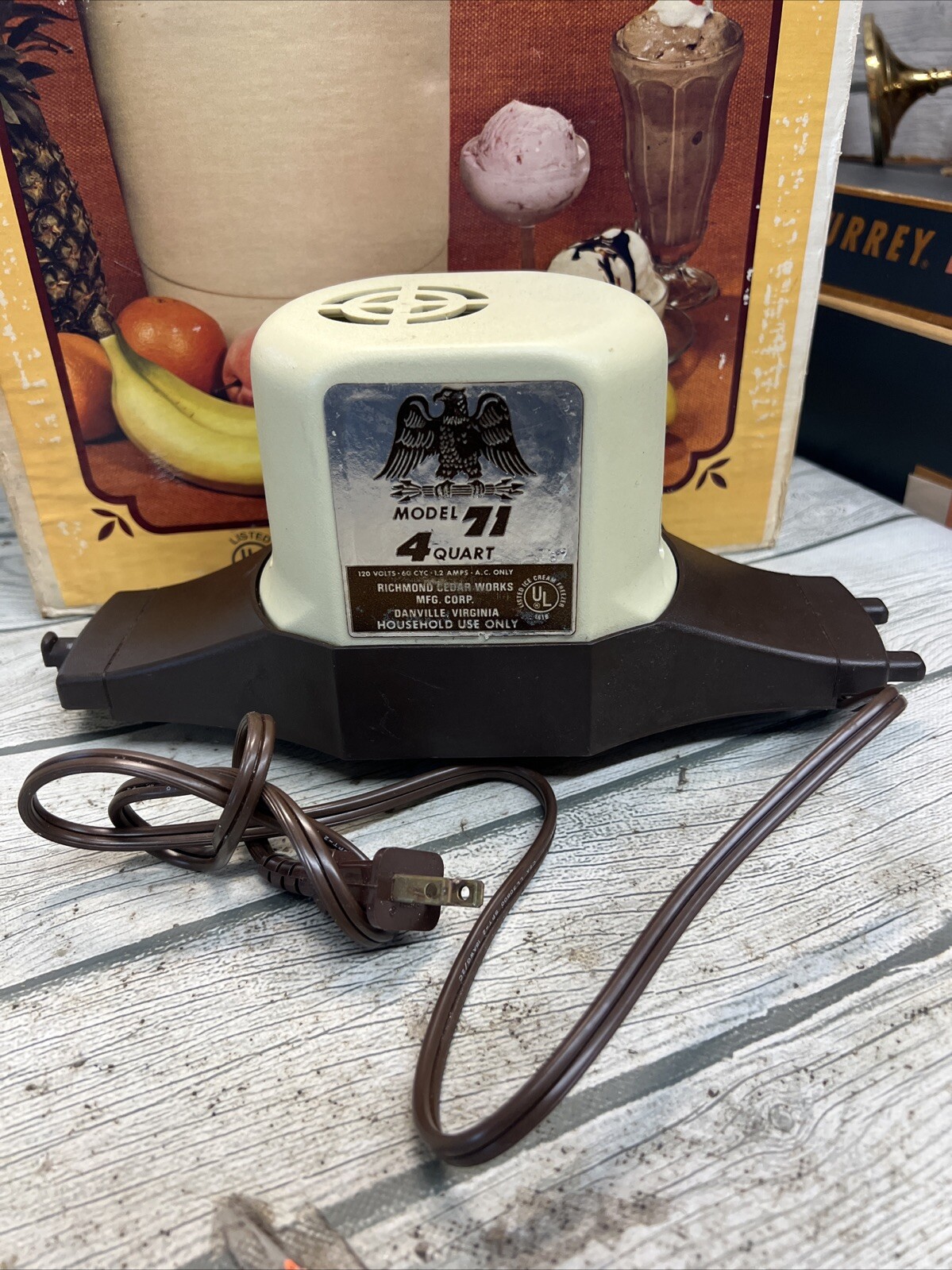 Model 71 Richmond Cedar Works 4 Quart Ice Cream Maker Motor Replacement