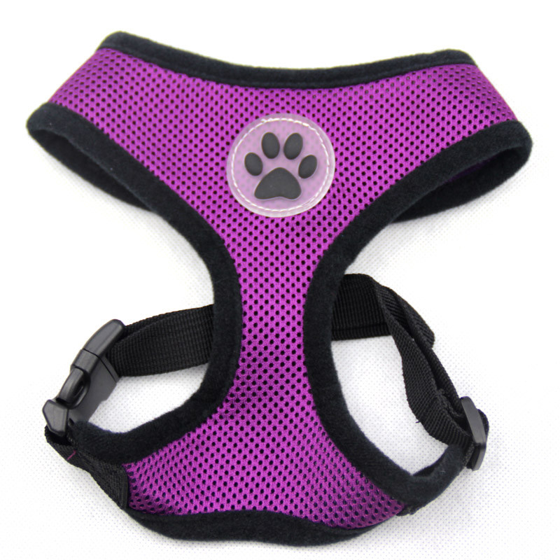 Dog Mesh Harness No Pull Adjustable Soft Breathable Mesh Paw Design XS S M L