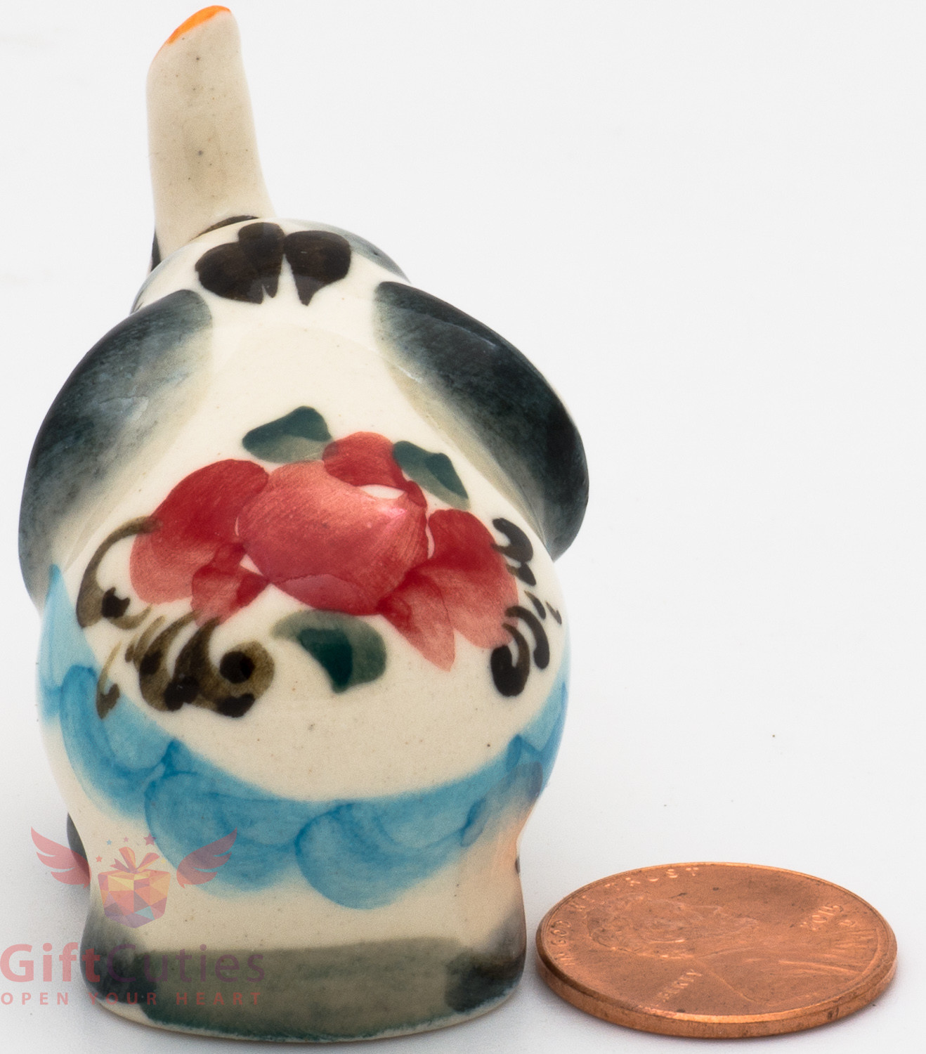 Happy Elephant Collectible Gzhel style Porcelain small Figurine hand-painted