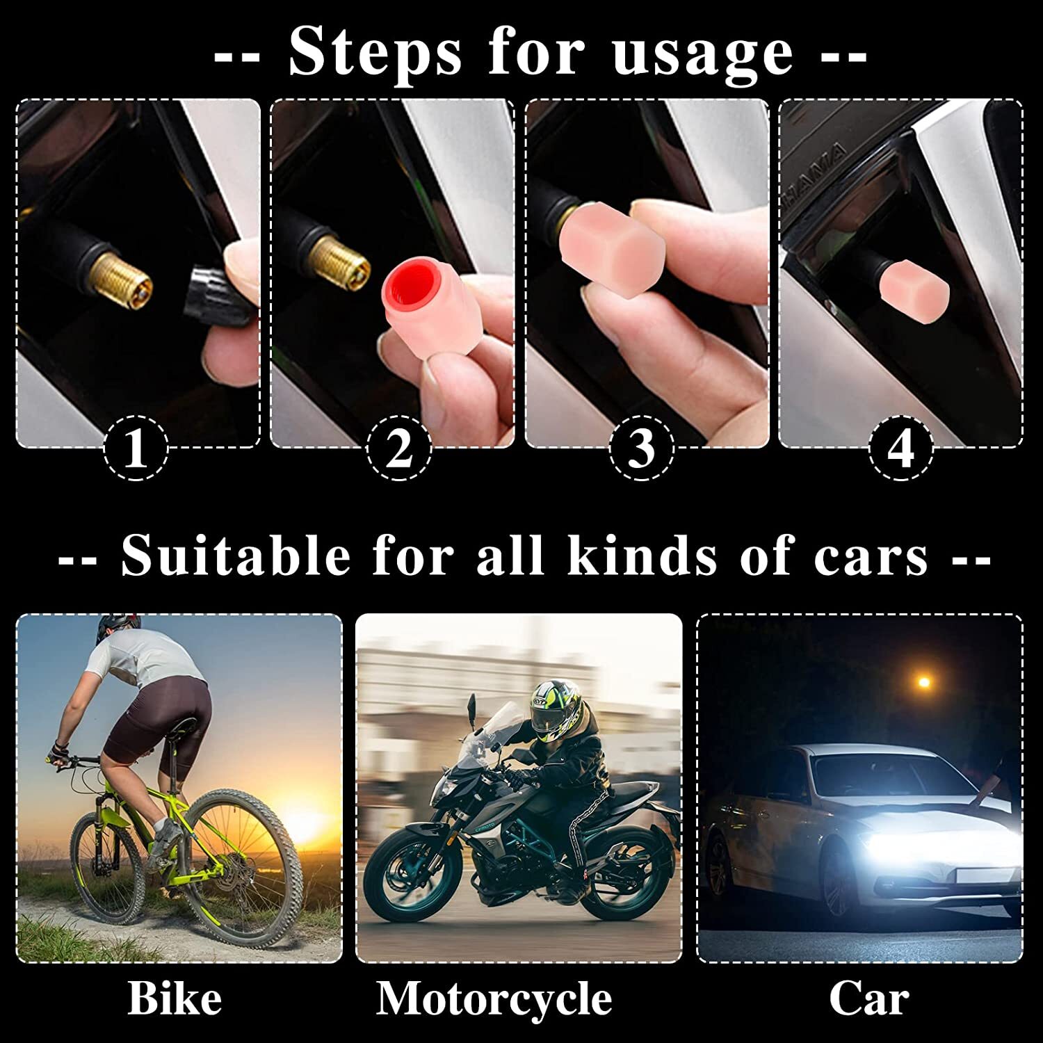 8Pcs Car Tire Caps Glow in The Dark Tire Valve Caps Glowing Tire Valve Stem Caps