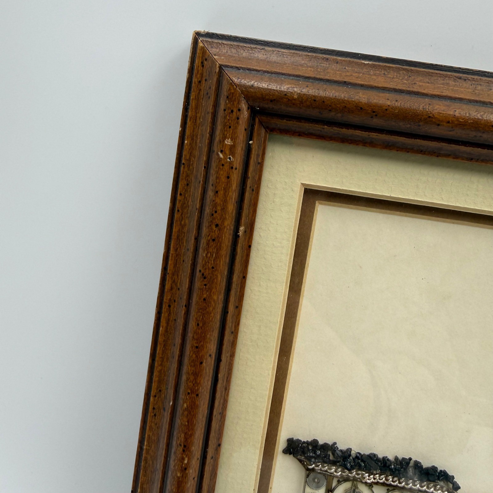 Vintage Handmade Framed Train Art Watch Gears & Findings