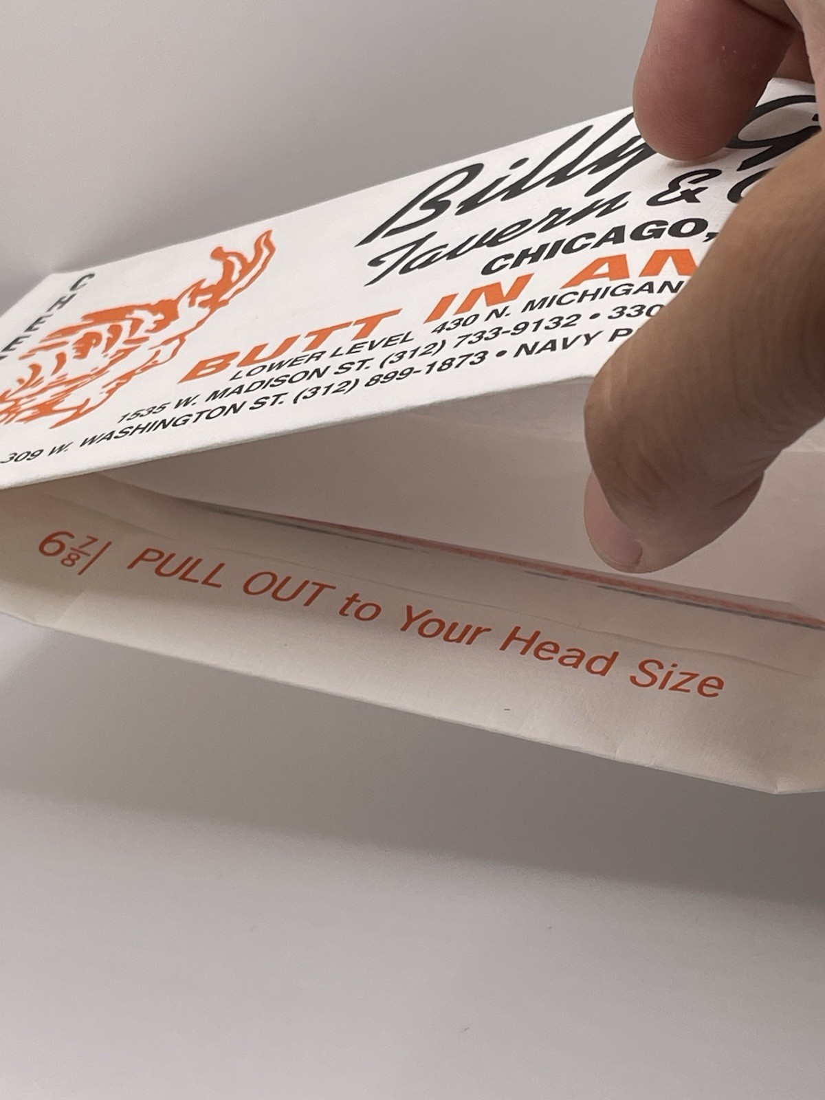 Unused Billy Goat Tavern & Grill Paper Hat Chicago Butt in any Time Cheezborger