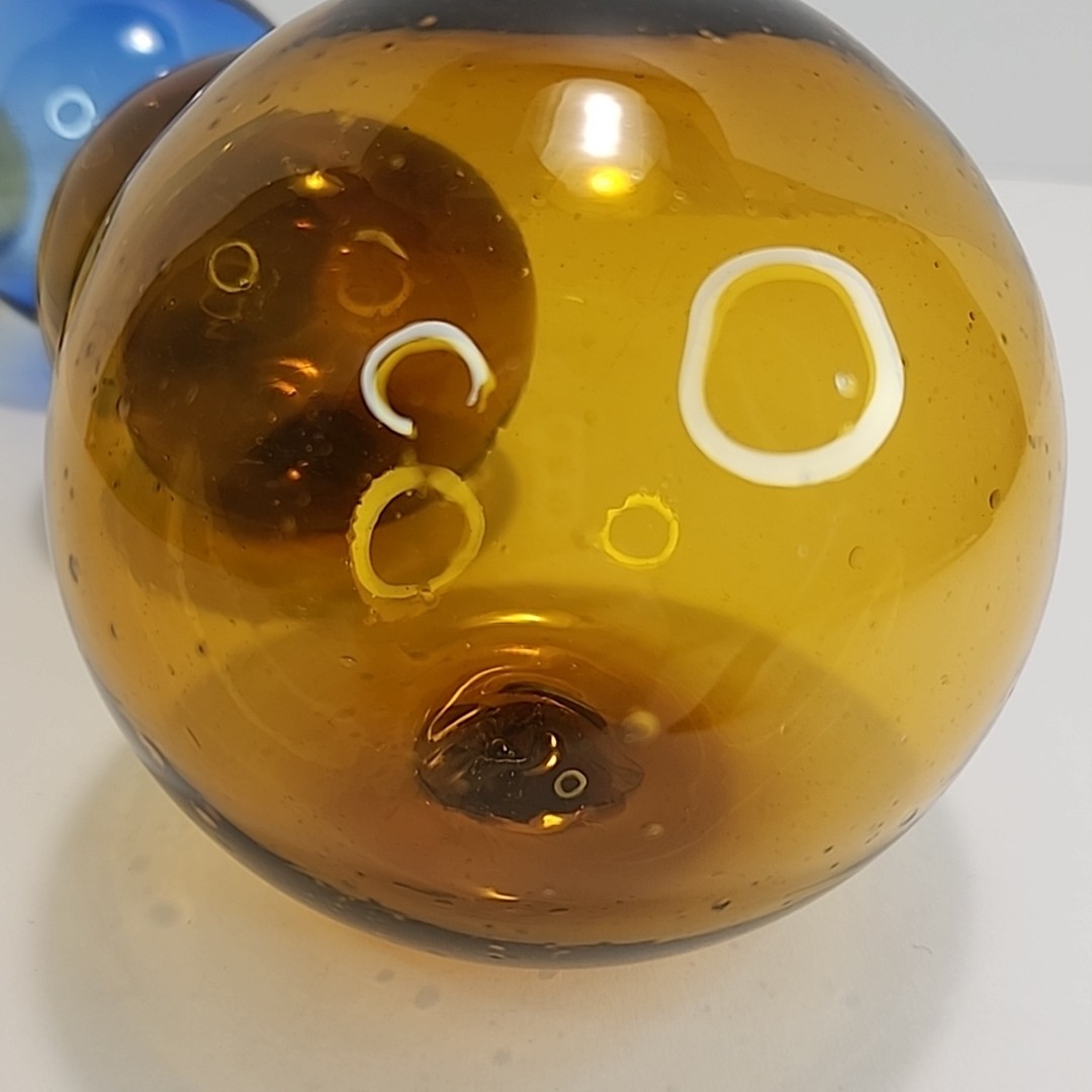 Vintage Japanese Fish Net Floats Hand Blown Glass Lot of 4