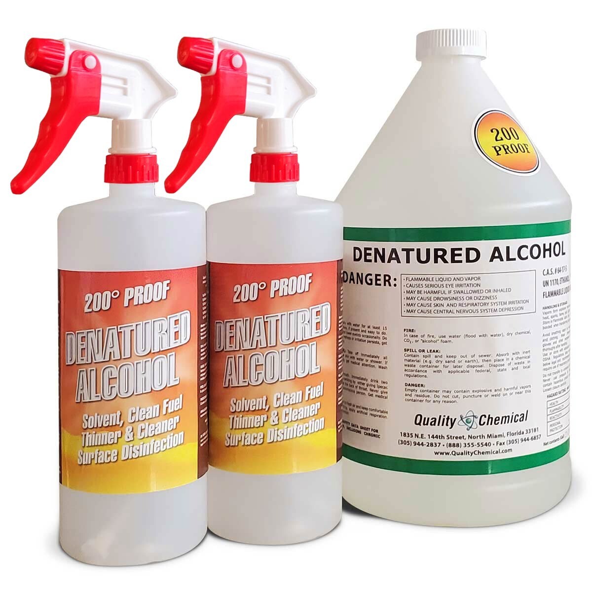 Denatured Ethyl Alcohol 200 Proof / Laboratory Grade / 1 Gallon (4 Quarts) Combo