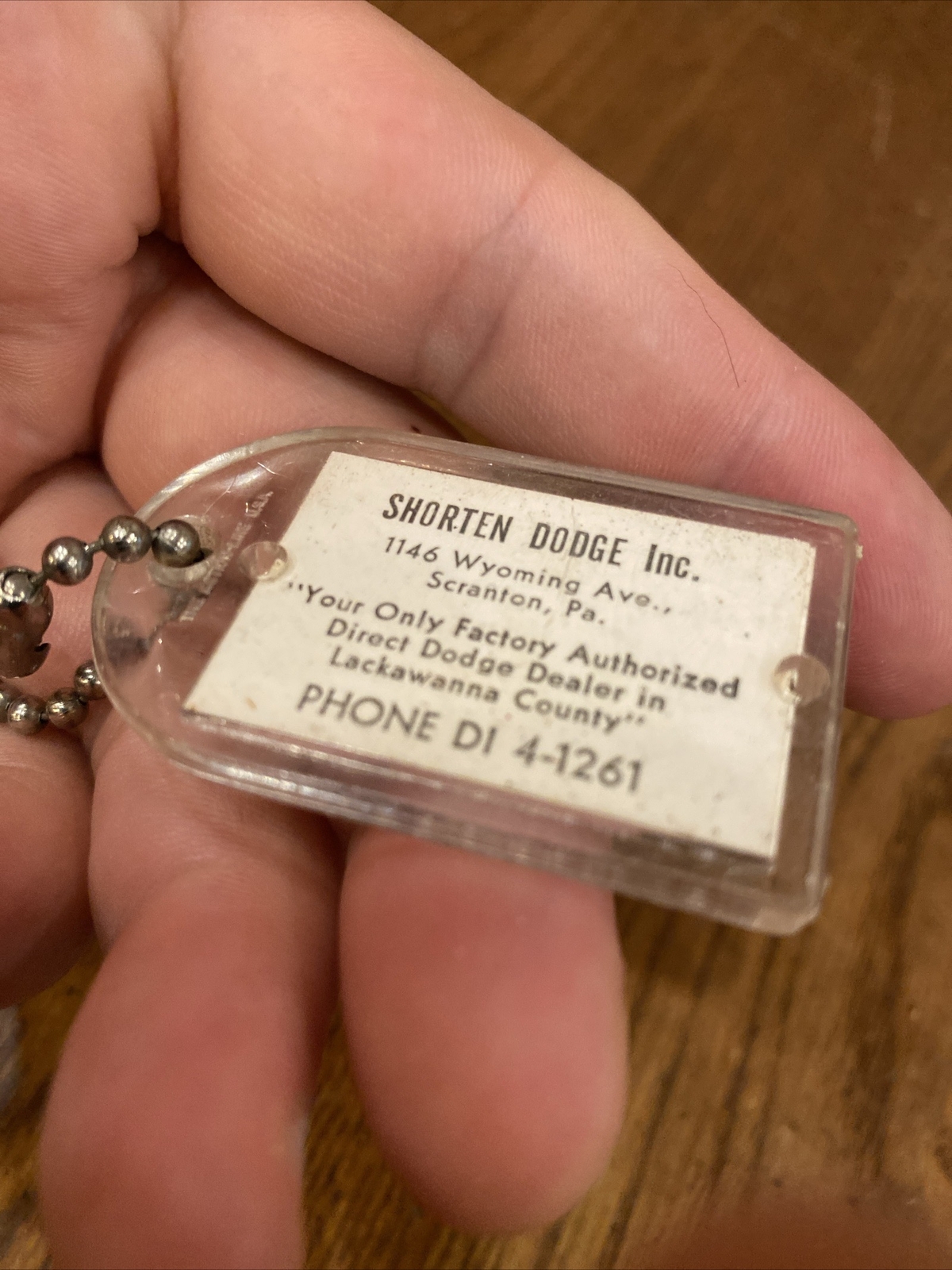 Vtg 1960’s SHORTEN DODGE DEALER SCRANTON PA GOOD LUCK ACTION LINE USA KEYCHAIN