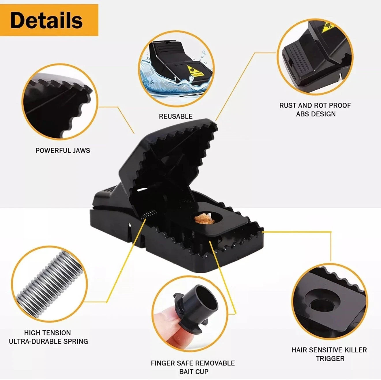 6 Pack Mouse Traps Heavy Duty Snap Trap for Rats and Mice