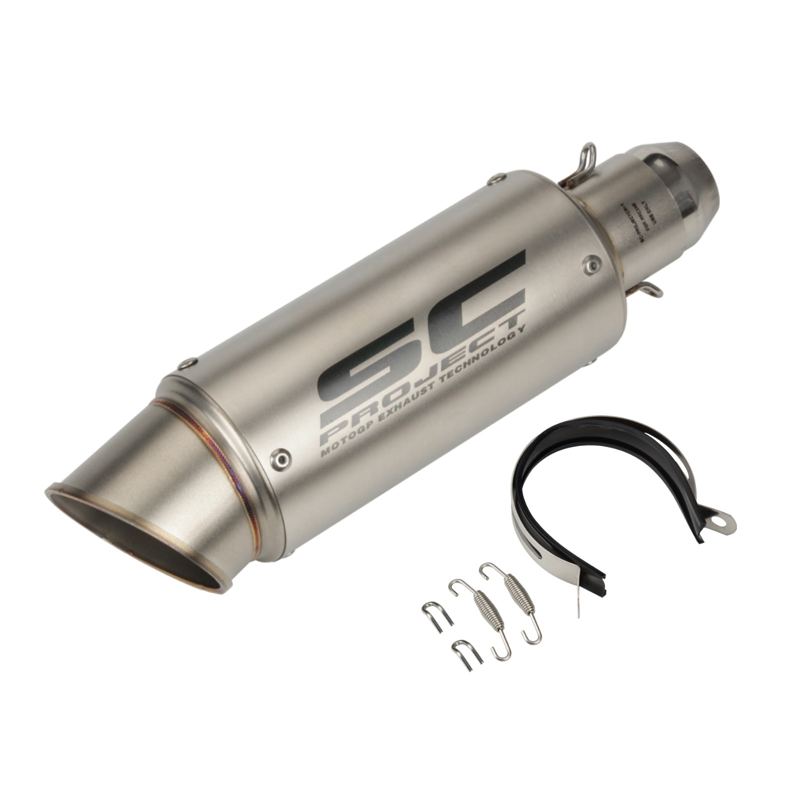 SC 2" 51mm Universal Slip-on Motorcycle Exhaust Muffler Pipe Tail Tips Silver