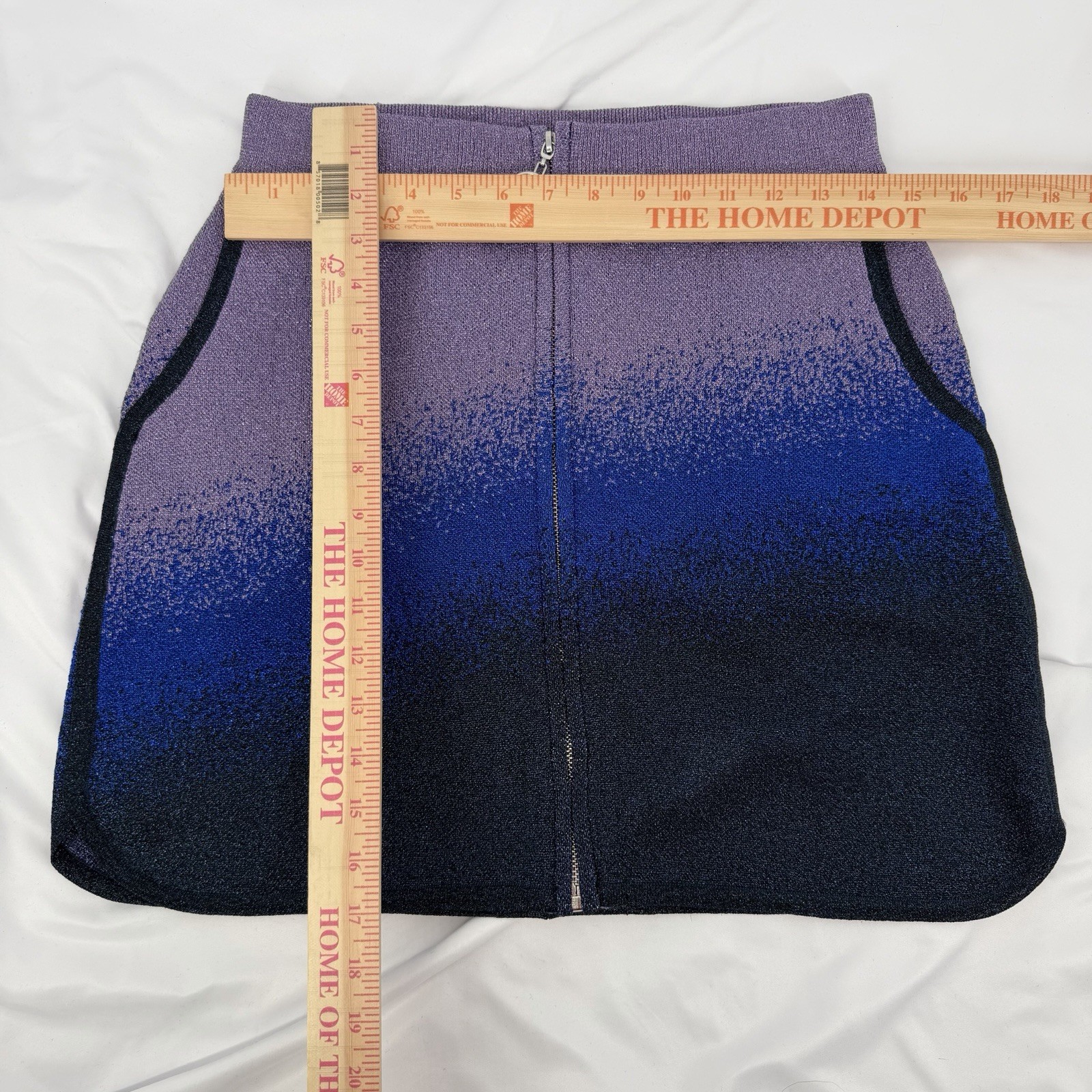 Maje 40/ L Jiseille Metallic Knit Mini Skirt Purple & Blue Ombre Stretch Pockets