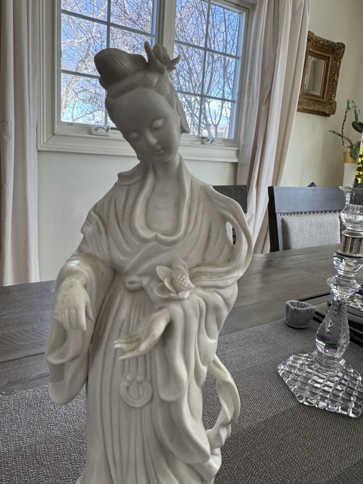 14” Porcelain Guanyin Figure Statue Marked Japan