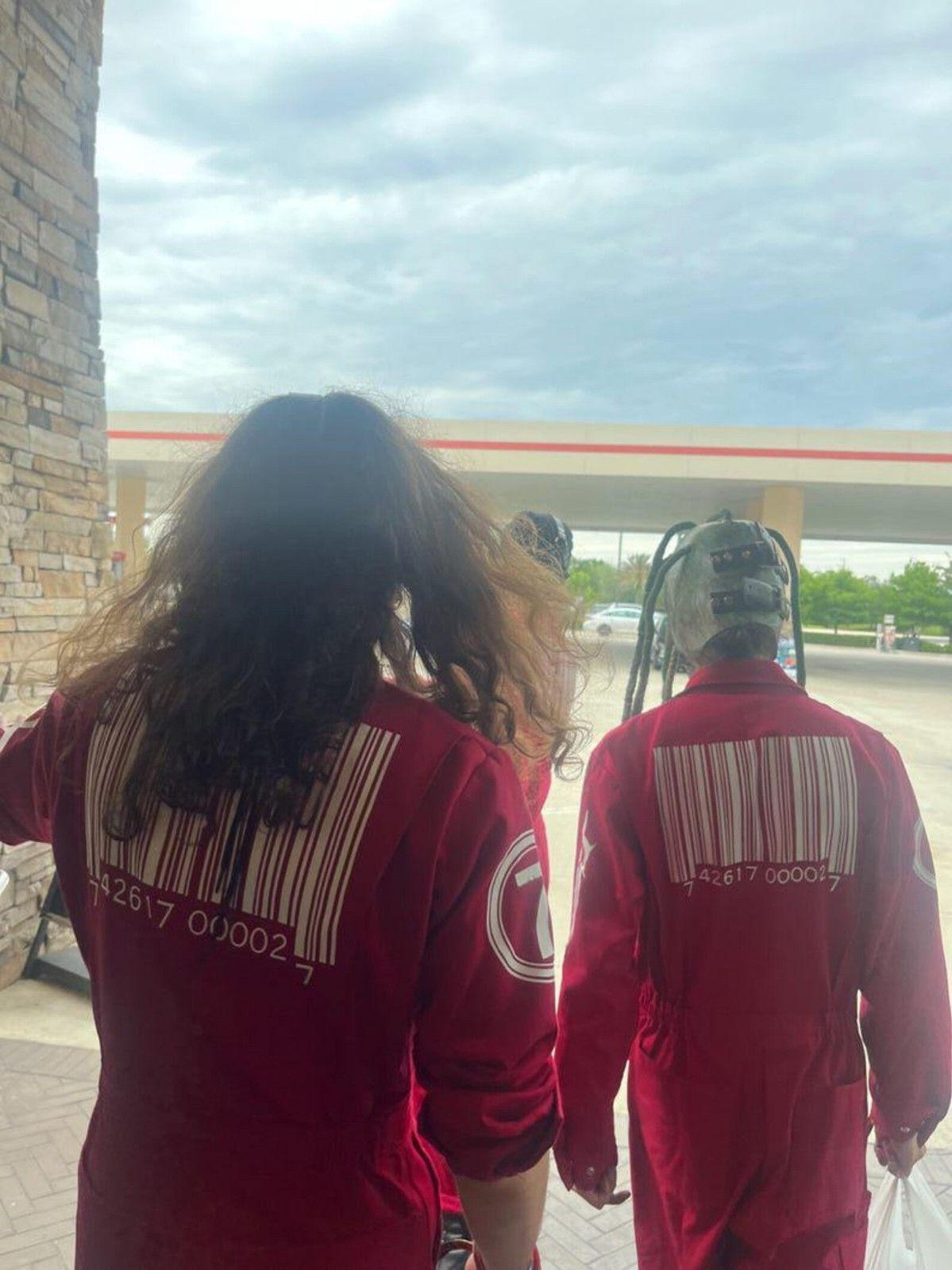 Red Barcode Jumpsuit Industrial Workwear Costume Slipkn Style Coverall