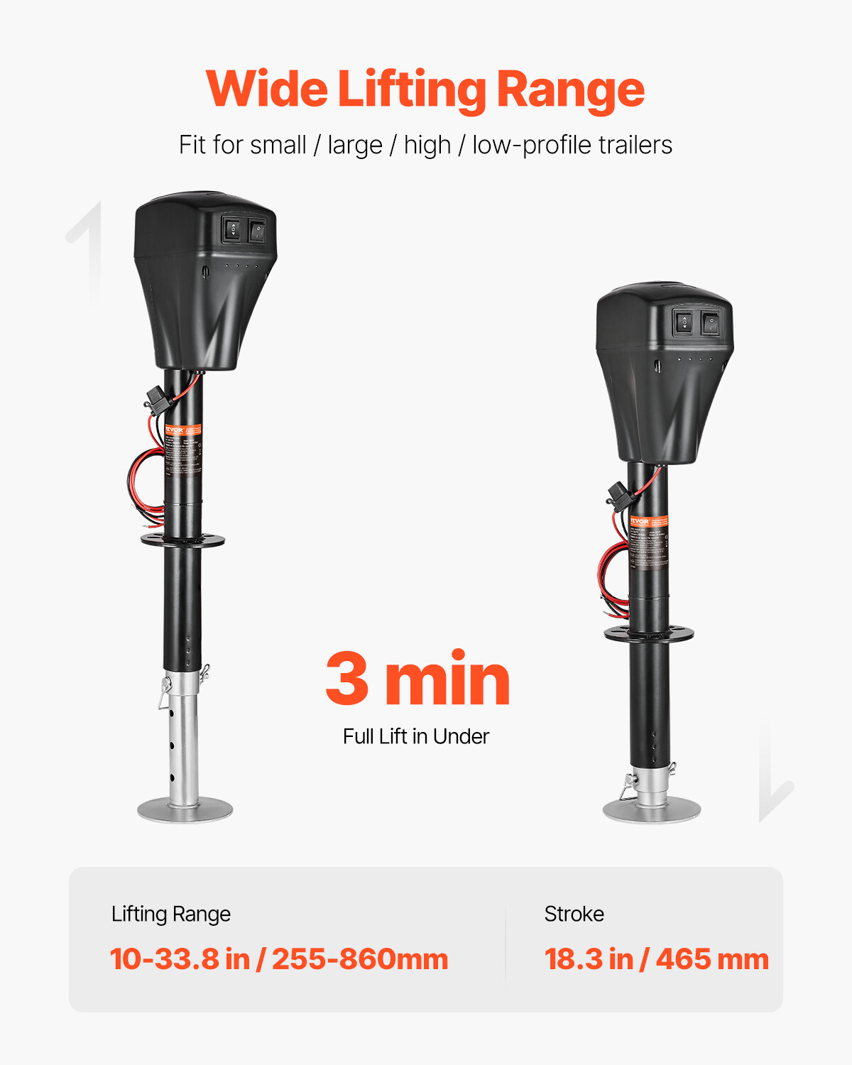 Electric Trailer Jack 5000 lbs Power Tongue Jack for RV Trailer & Camper Black
