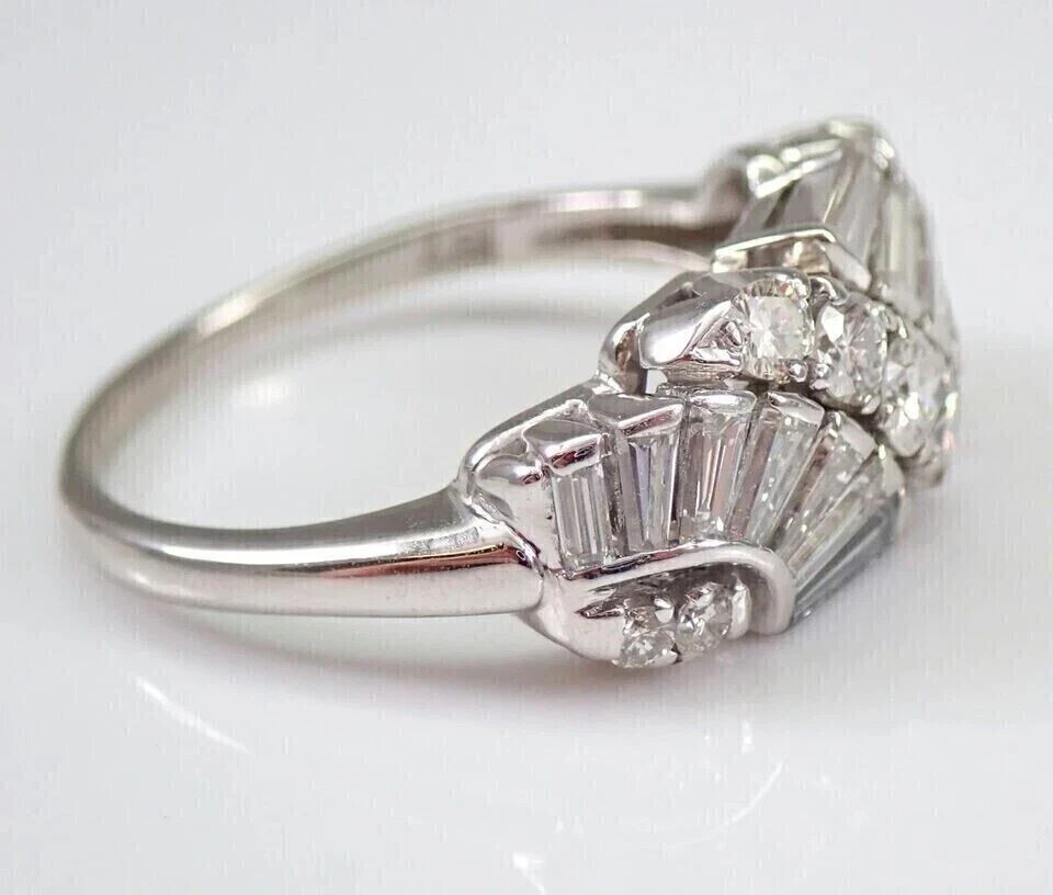 2.50Ct Baguette Cut Moissanite Band Engagement Ring 14K White Gold Plated