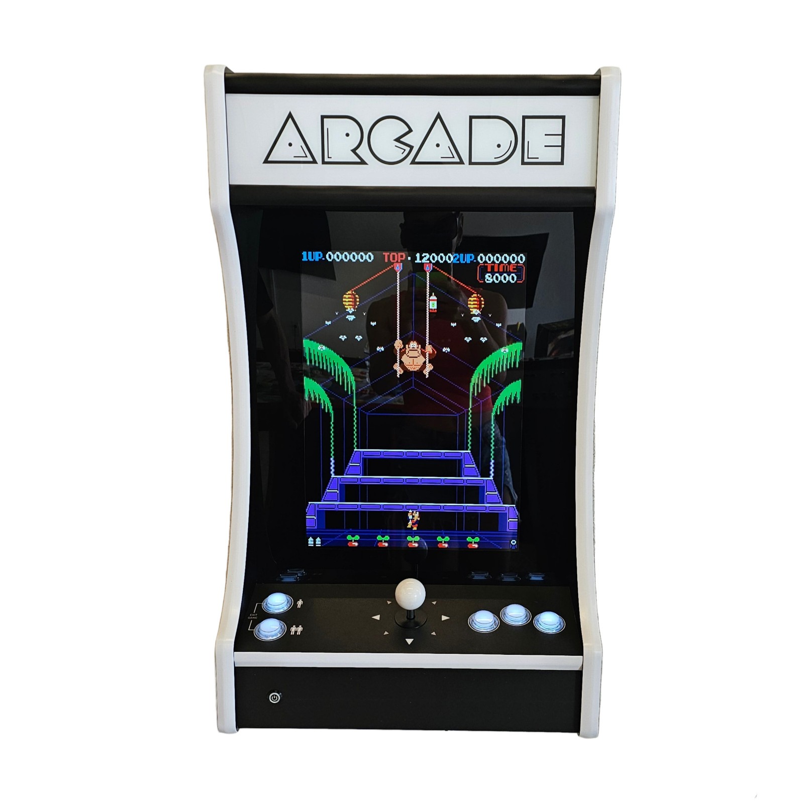 Black & White Wall Mounted Or Tabletop Arcade Machine plays 150+ Games