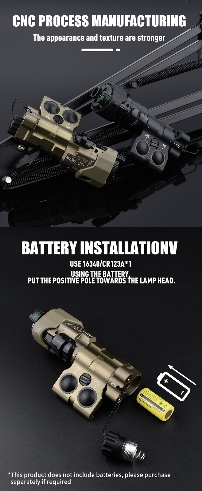 WADSN MAWL C1+ Laser Red Green IR Laser Sight White LED Strobe Flashlight