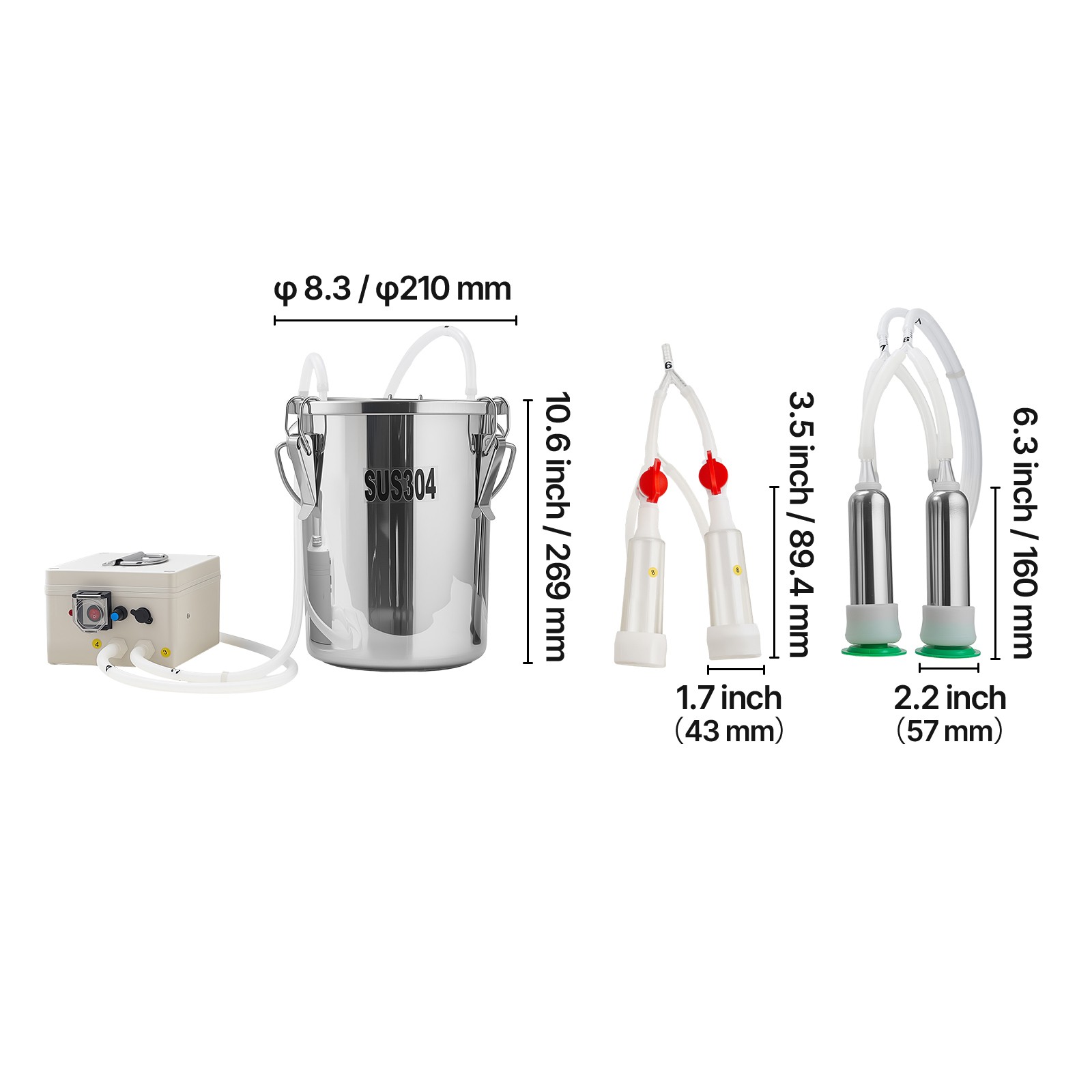 Uimoso Portable Goat Milking Machine with 1.8 Gal / 7 L Bucket for Livestock