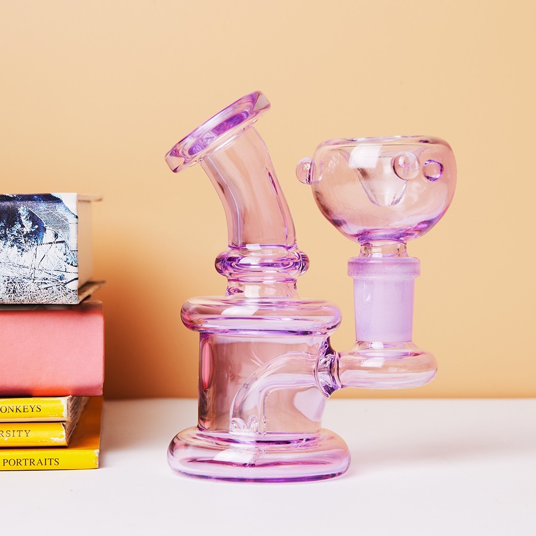 4.3" Mini Glass Bong Smoking Tobacco Glass Water Pipe with 14mm Bowl and Box