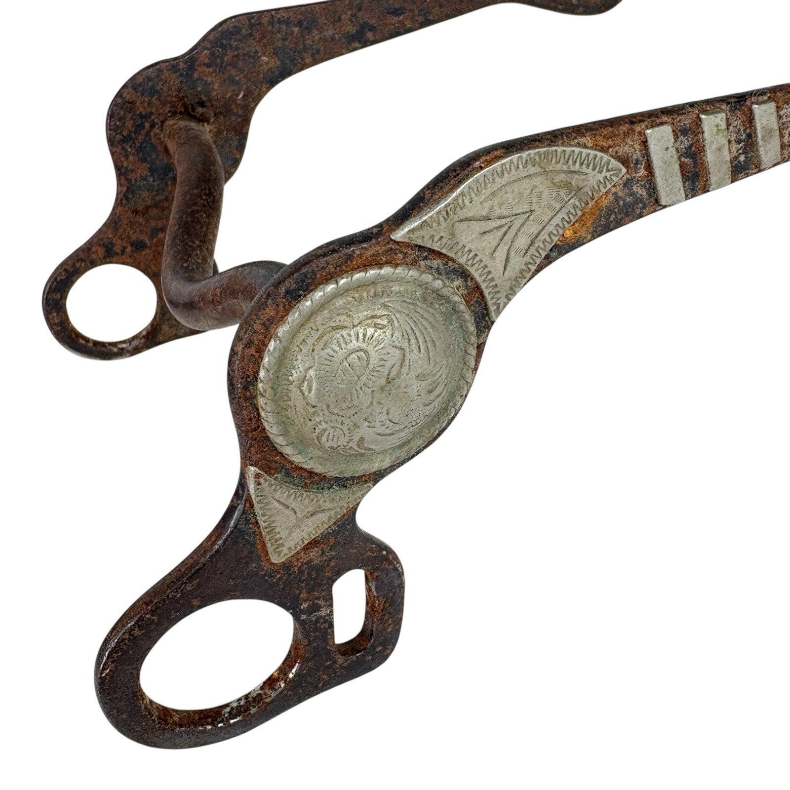 Engraved Silver Horse Show Bit Antique Vintage Western Decorative