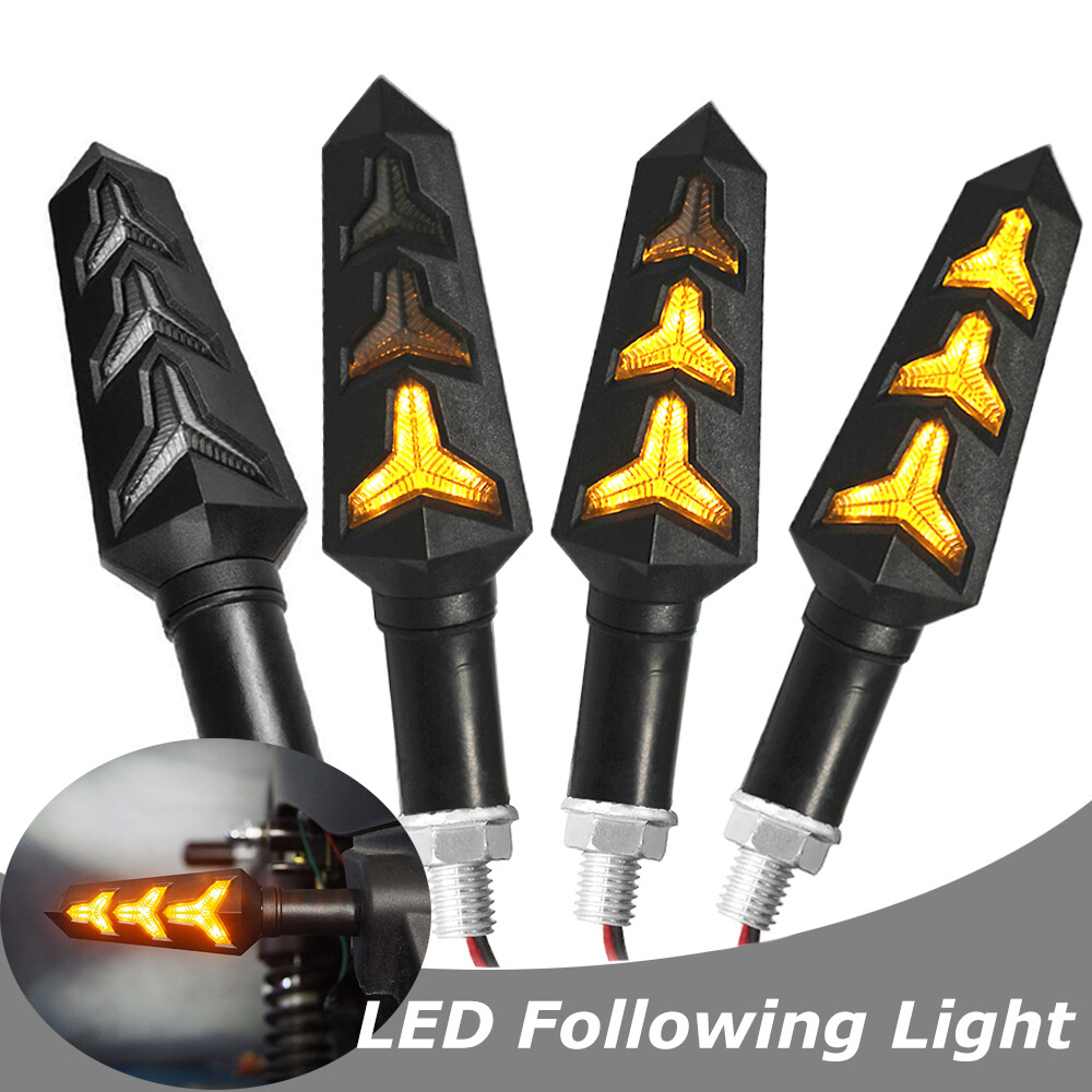 4X Sequential Motorcycle LED Turn Signals Flowing Water Blinker Lights indicator