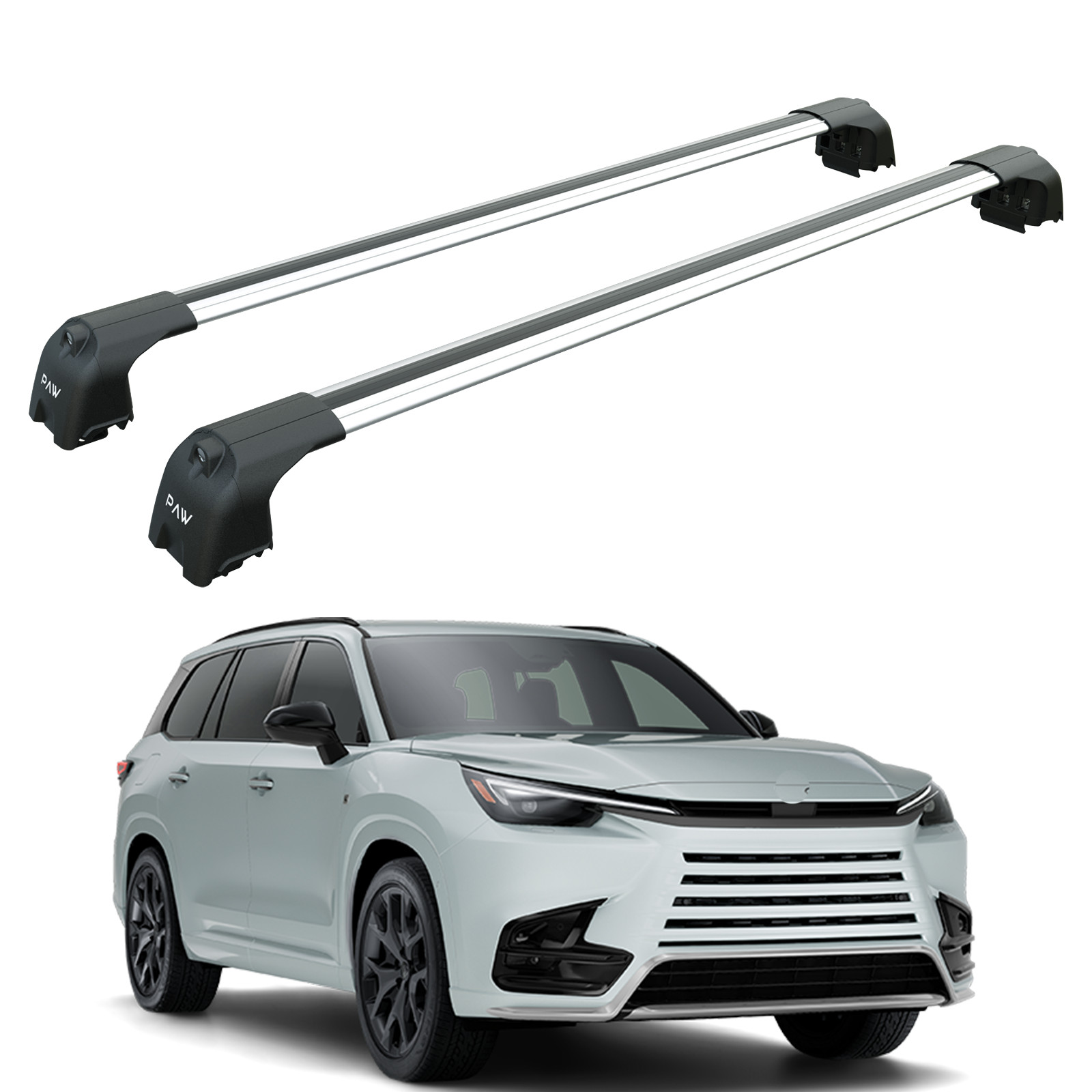 For Lexus TX 2023-2025 Roof Rack Cross Bars Flush Rail Pro 2 Alu Silver