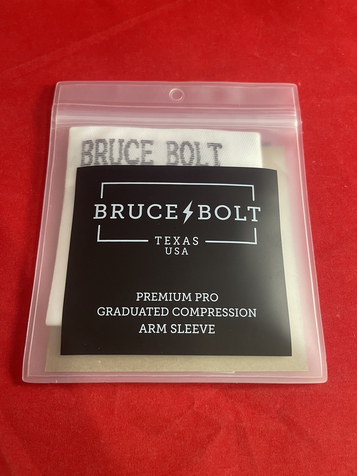 Bruce Bolt- WHITE- Baseball Arm Sleeve-Size: (Adult SM/MD) Older 2022 Version⚡️