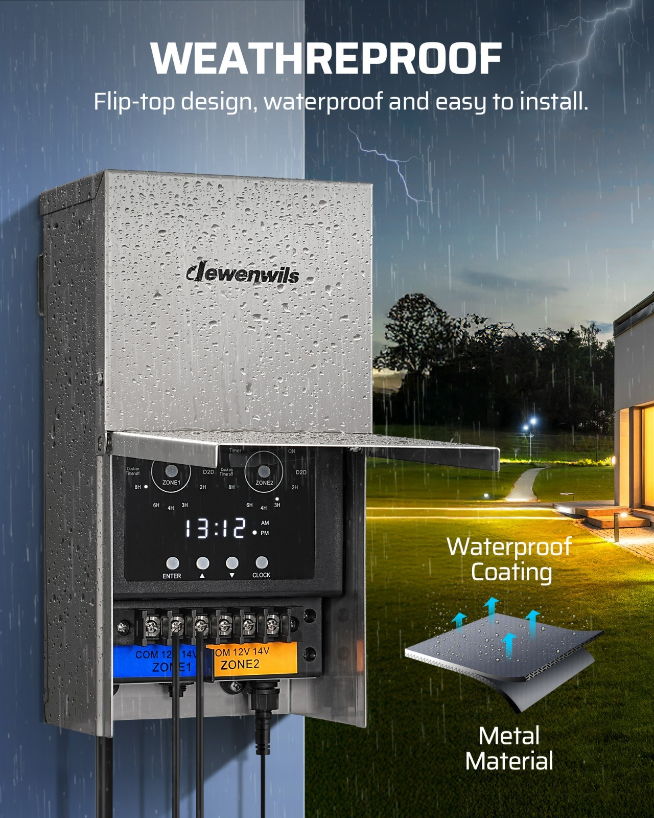 Low Voltage Transformer 300W with Photocell Sensor Timer for Landscape Lights