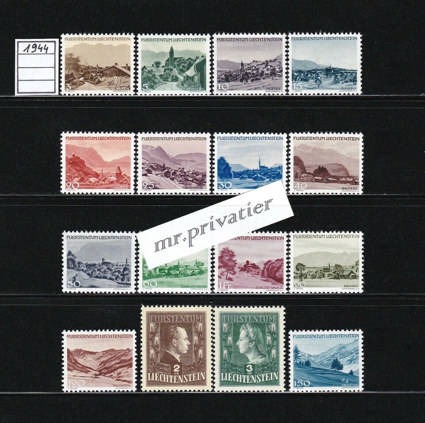 LIECHTENSTEIN 1944 - Complete Year.  MNH.  €100