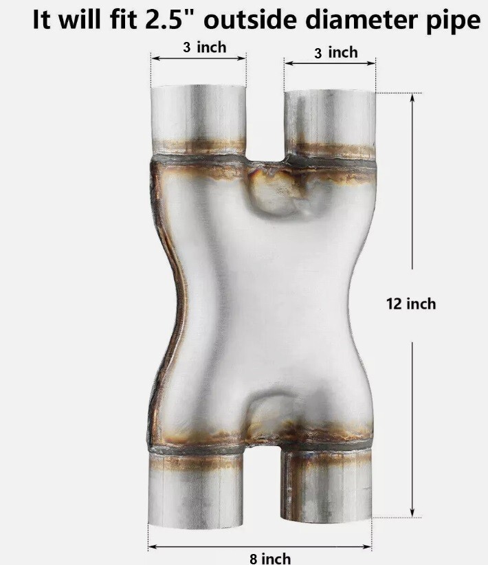 X-pipe 3" Universal exhaust pipe 304 stainless steel