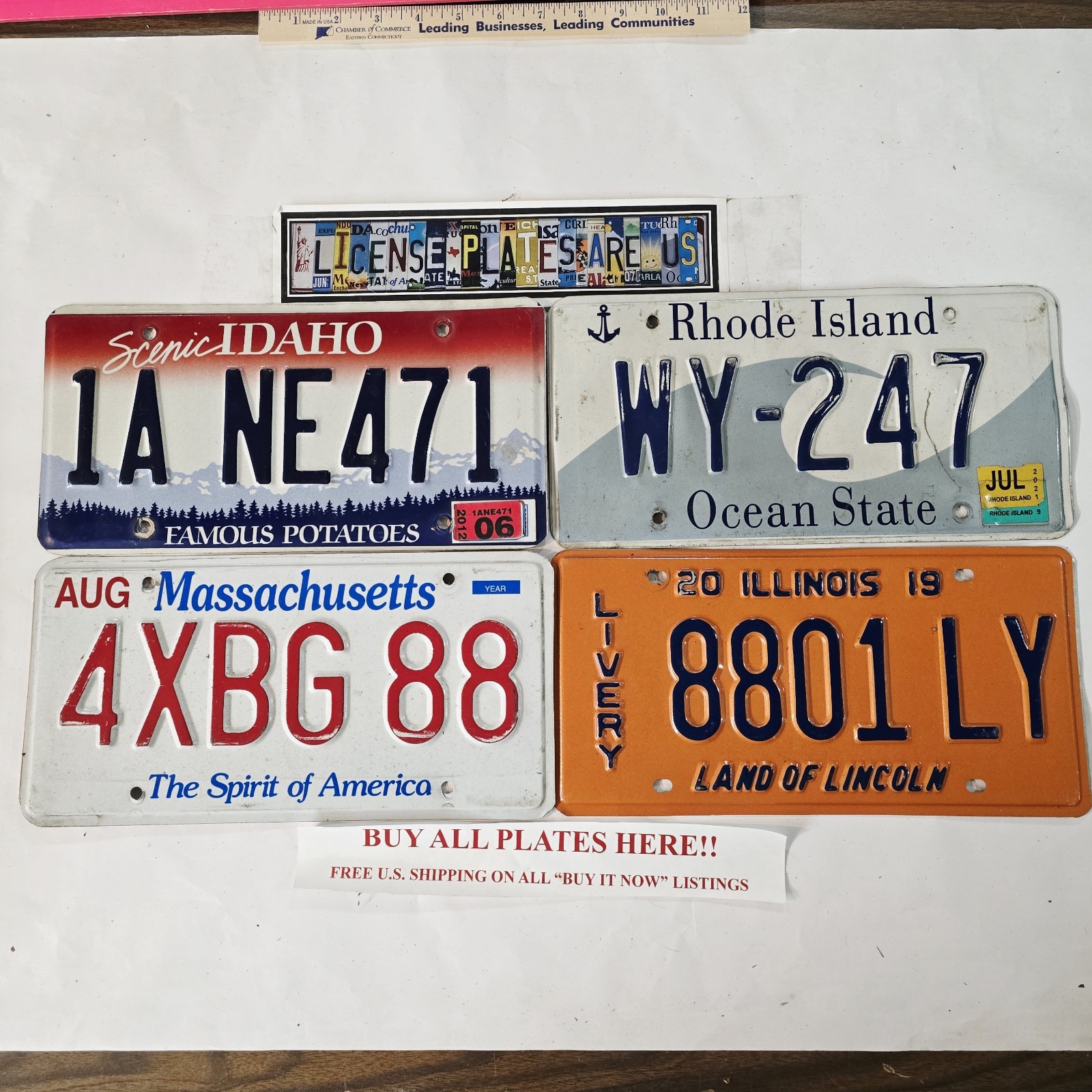 License Plate Lot RI MA ID IL🔥FREE📬🔥Rhode Island Massachusetts Idaho Illinois