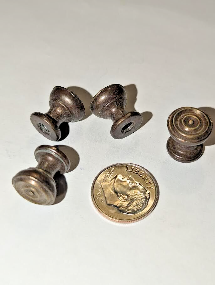 Tiny Vintage Look Cabinet Drawer/Door Pull Antique Bronze Finish