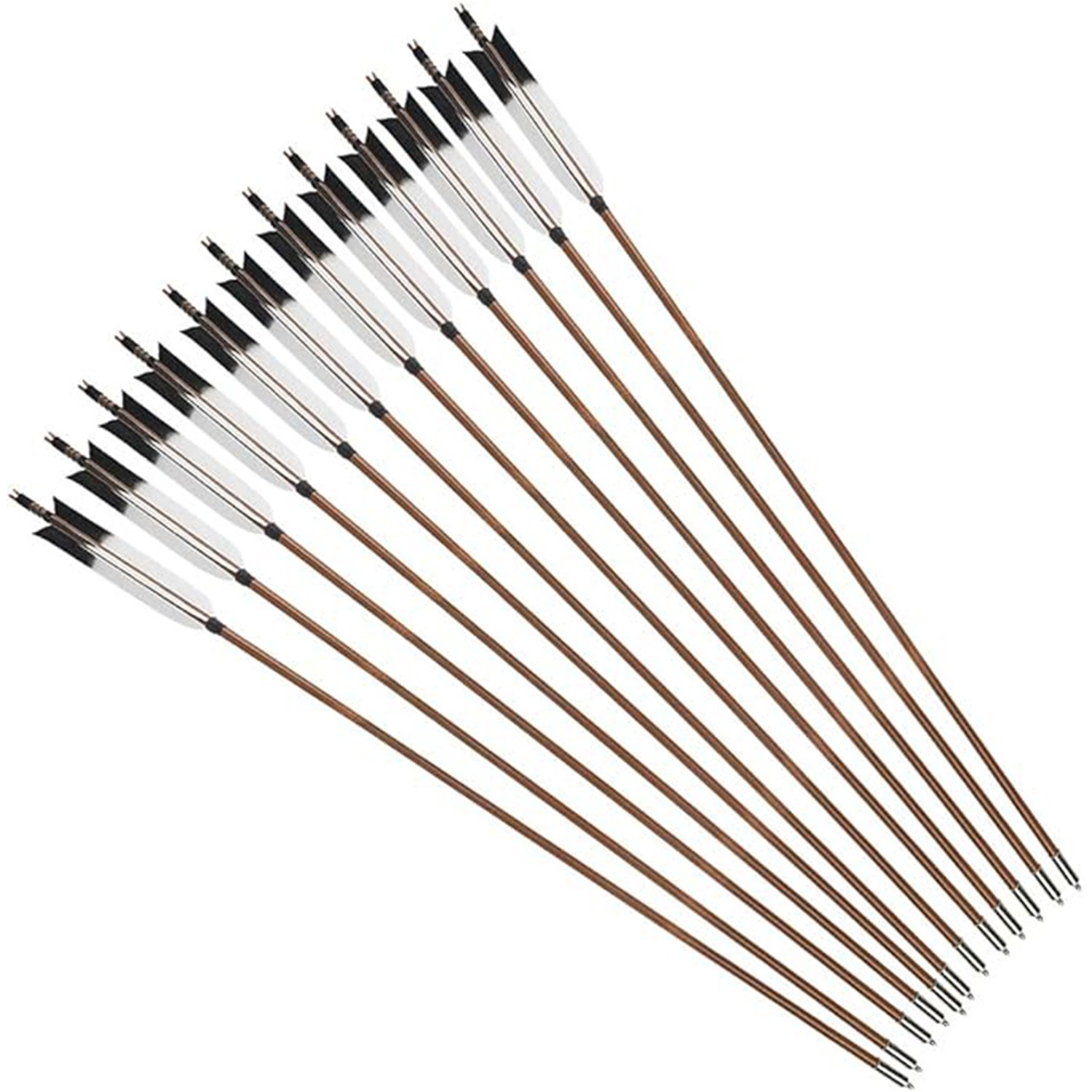 Archery Bamboo Arrows, 12 Pack Hunting Arrow for Yumi Traditional & Recurve Bow