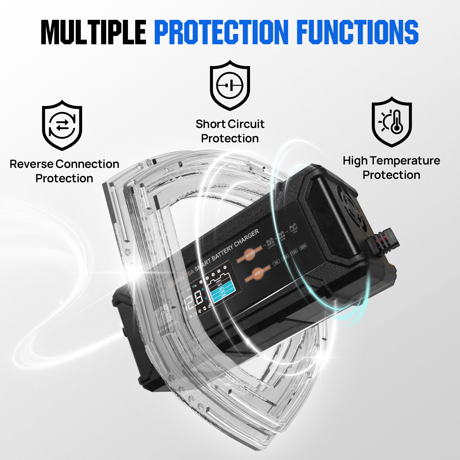 ECO-WORTHY 12V/24V 20A Lithium LifePO4 Battery Charger 14.6V Maintenance