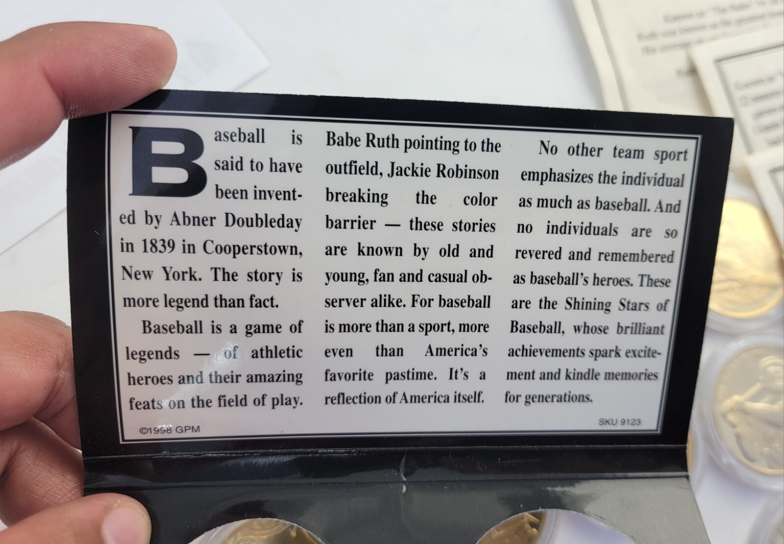 12pc.Shining Stars of Baseball Plated 24KT Gold: CyYoung, Bebe Ruth, Willie Mays