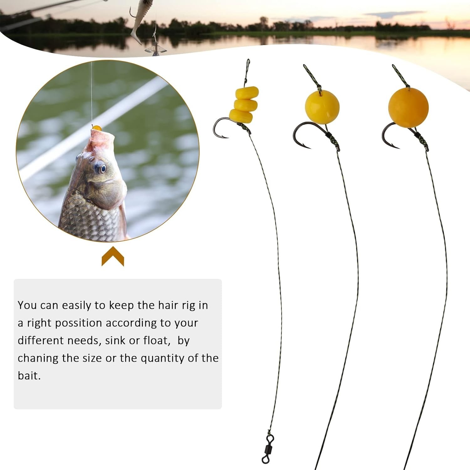 151 PCS Carp Hair Rig Kit #6, #4, #2 Hooks – Corn-Flavored Pre-Rigged Hair Rigs