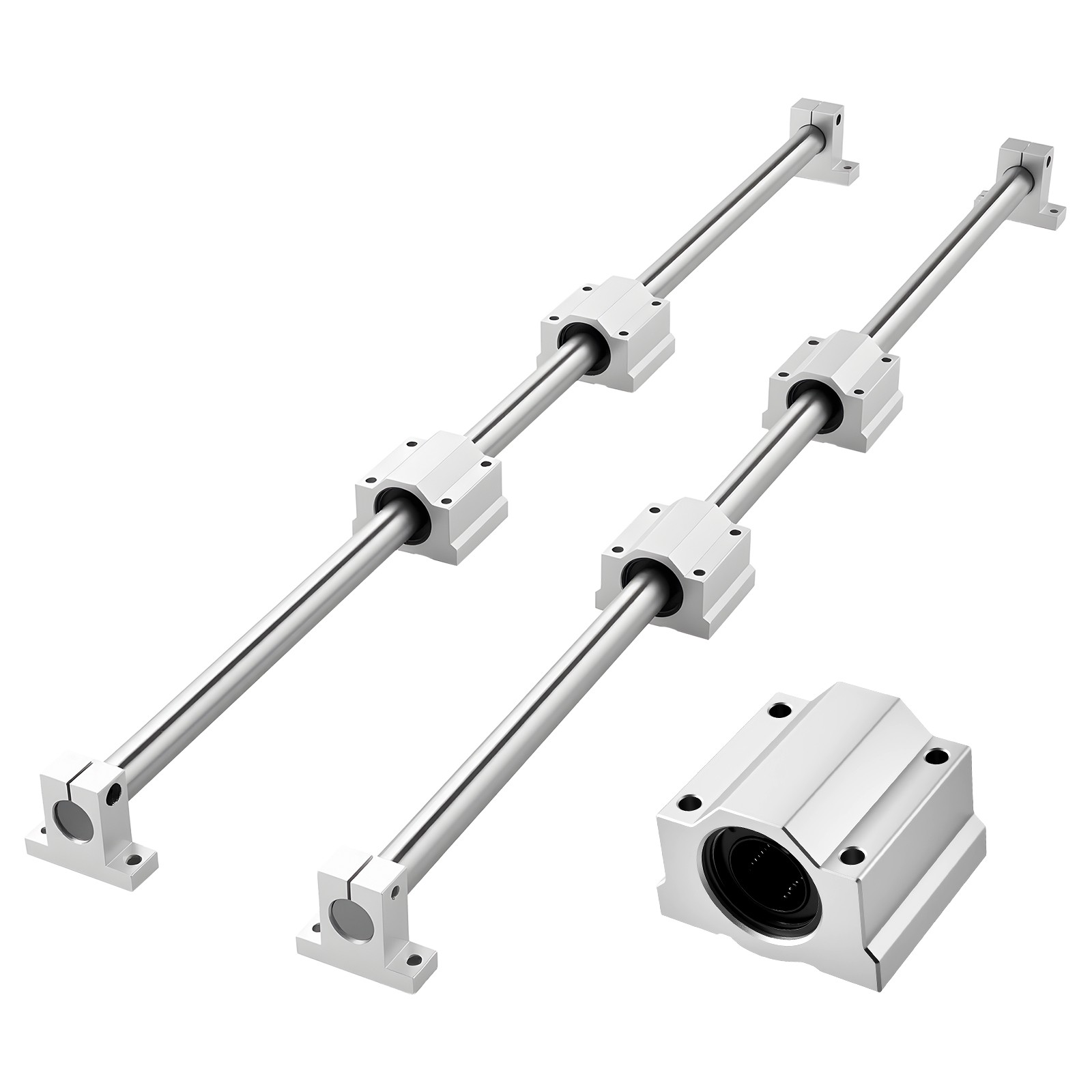 VEVOR Linear Rail Kit SFC25 2Pcs 1000 mm(39.4 in) Guide Rails 4Pcs Slide Blocks
