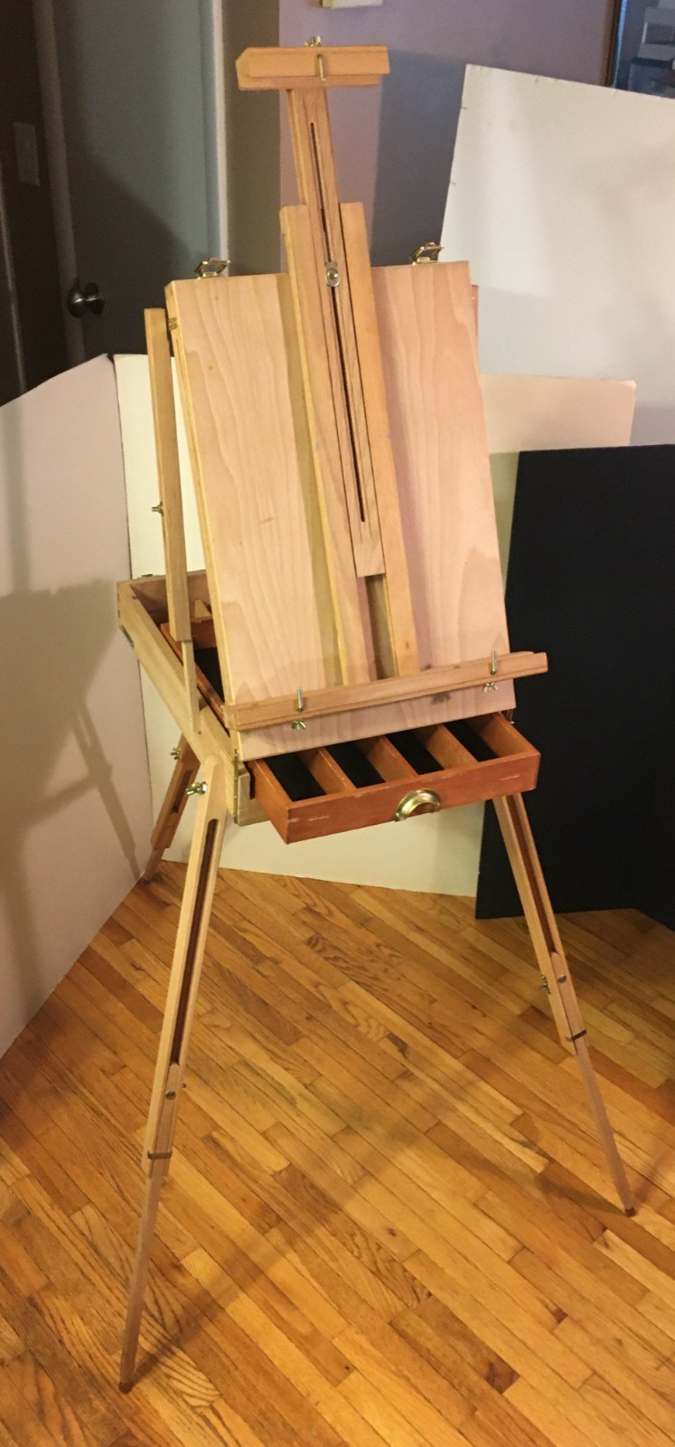 **Vintage FRENCH EASEL FOLDING ARTIST SKETCHBOX PORTABLE SOLID WOOD STORAGE