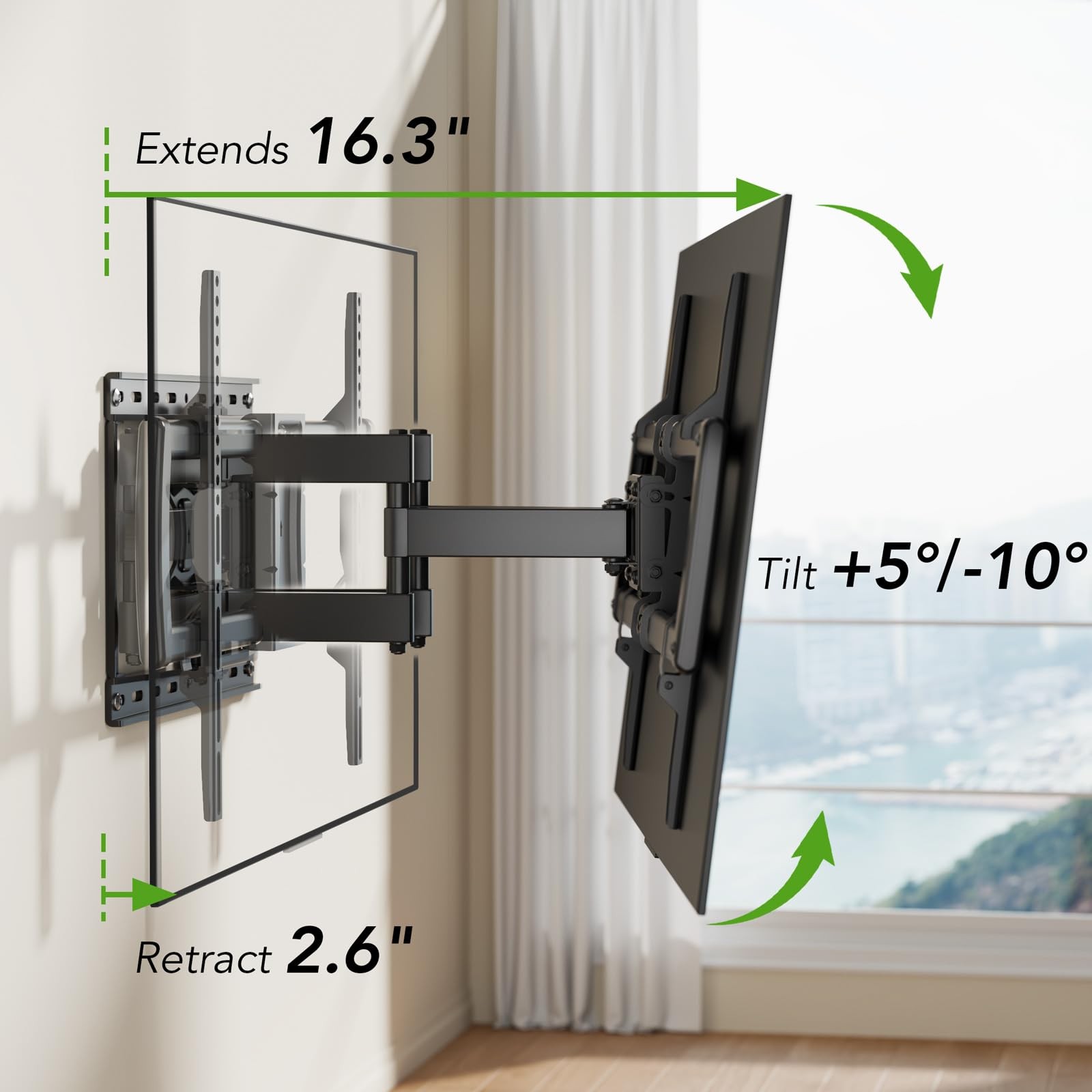 Full Motion TV Wall Mount Bracket for Most 32-85 inch TVs,TV Mount with Dual ...