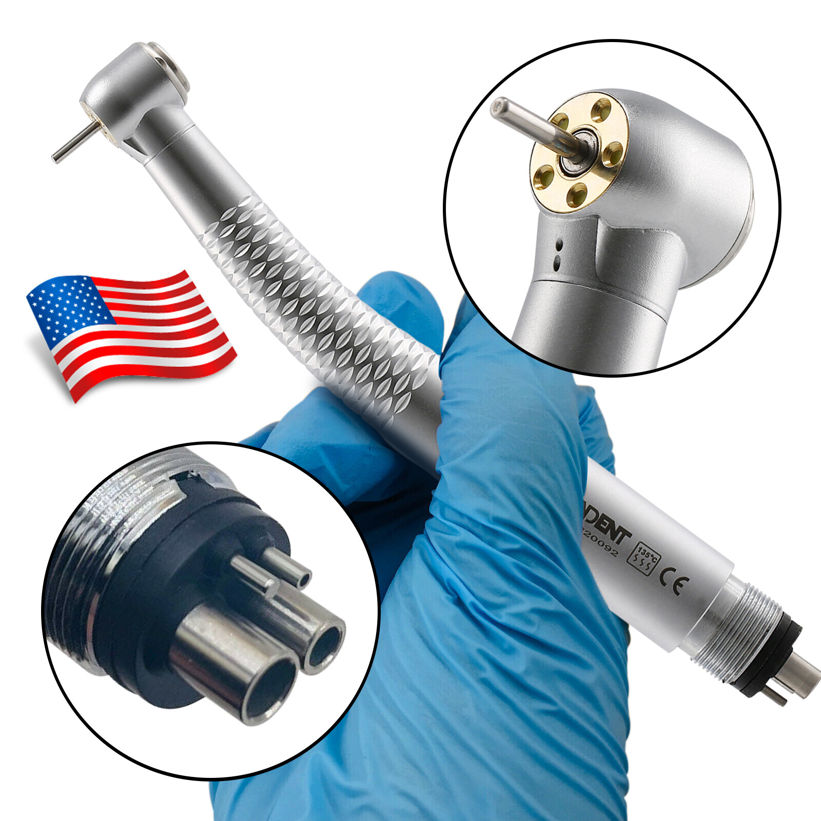 Dental 5Lights LED E-Generator High Speed Fiber Optic Handpiece 4Hole Shadowless