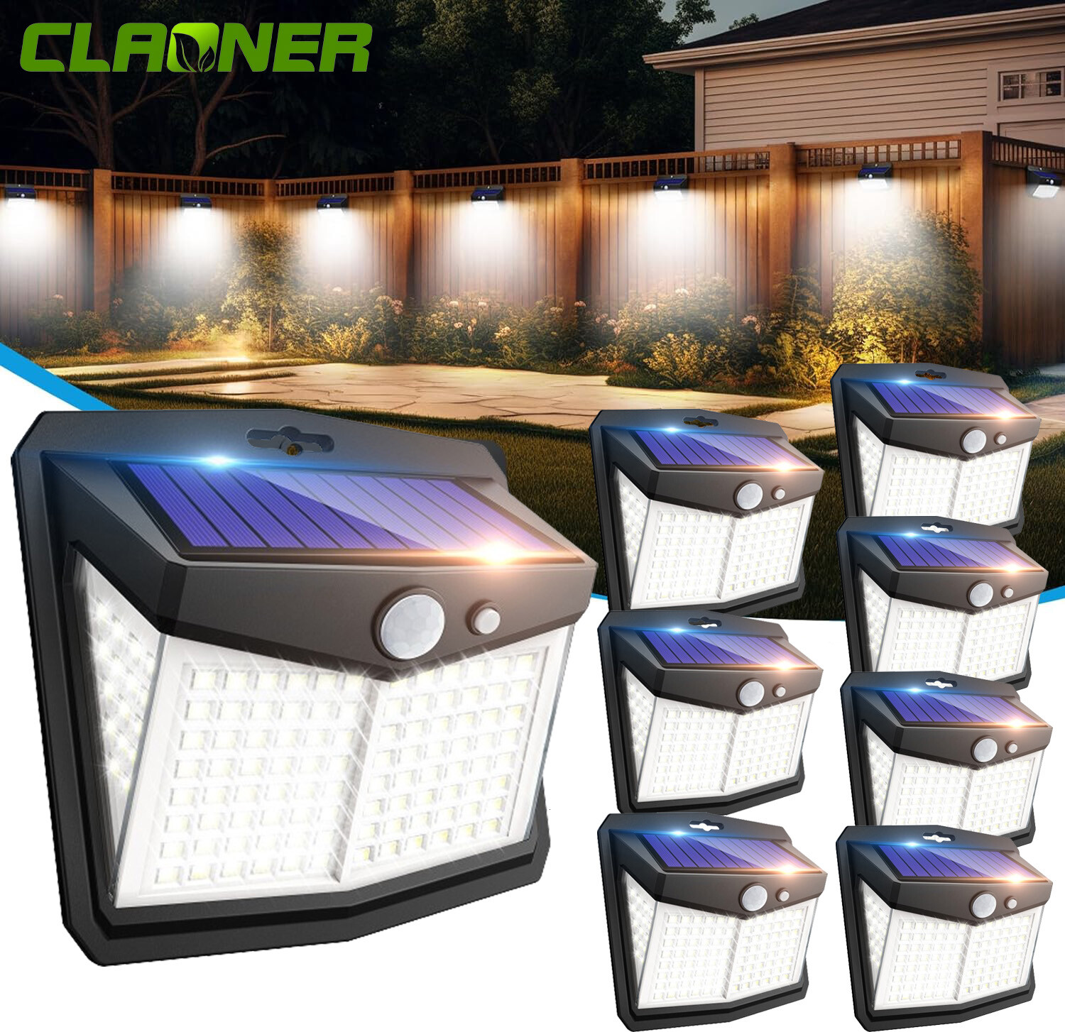 Solar Lights Outdoor 128 LED Motion Sensor Security Garden Fence Yard Wall Lamps