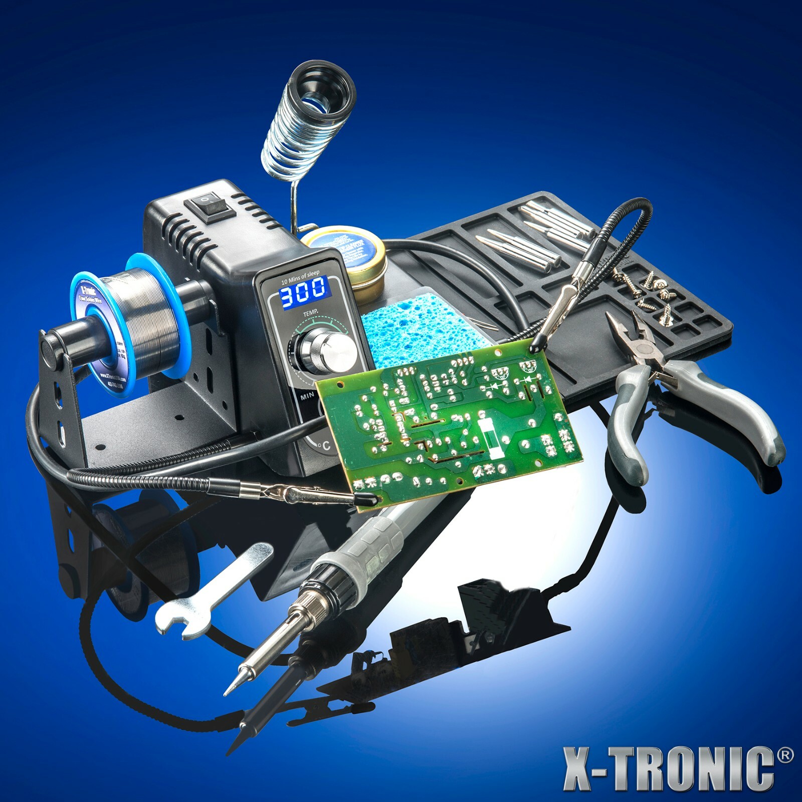 X-Tronic #3020-XTS 75 Watt Digital LED Display Soldering Iron Station Kit