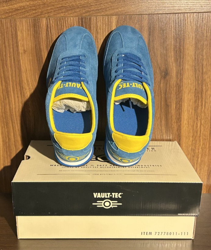 US 10 Fallout Vault Tec 111 Sneakers Bethesda Blue Suede NIB NEW IN BOX