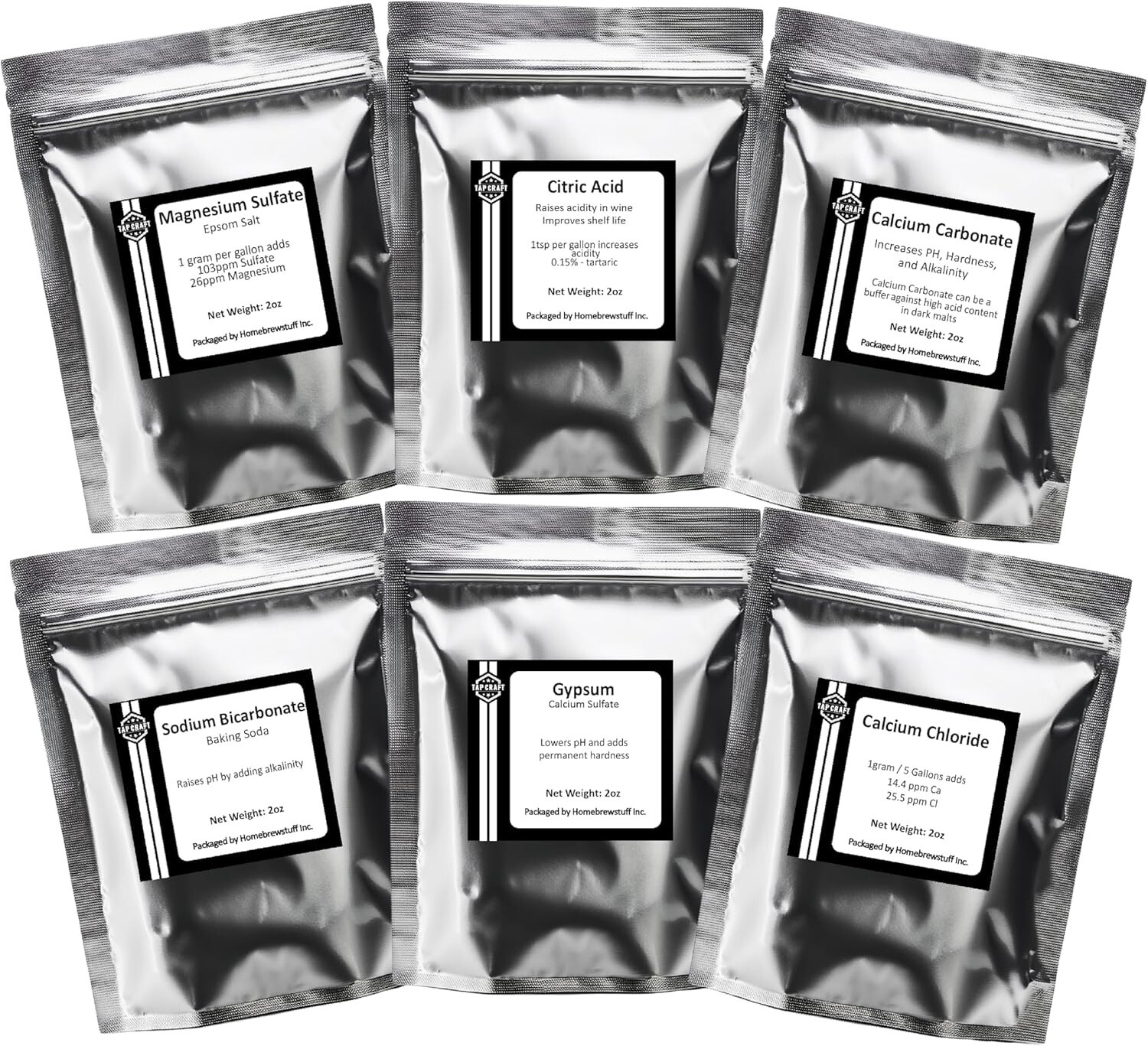 TAPCRAFT Beer Brewing Salts for Water Adjustment and Building